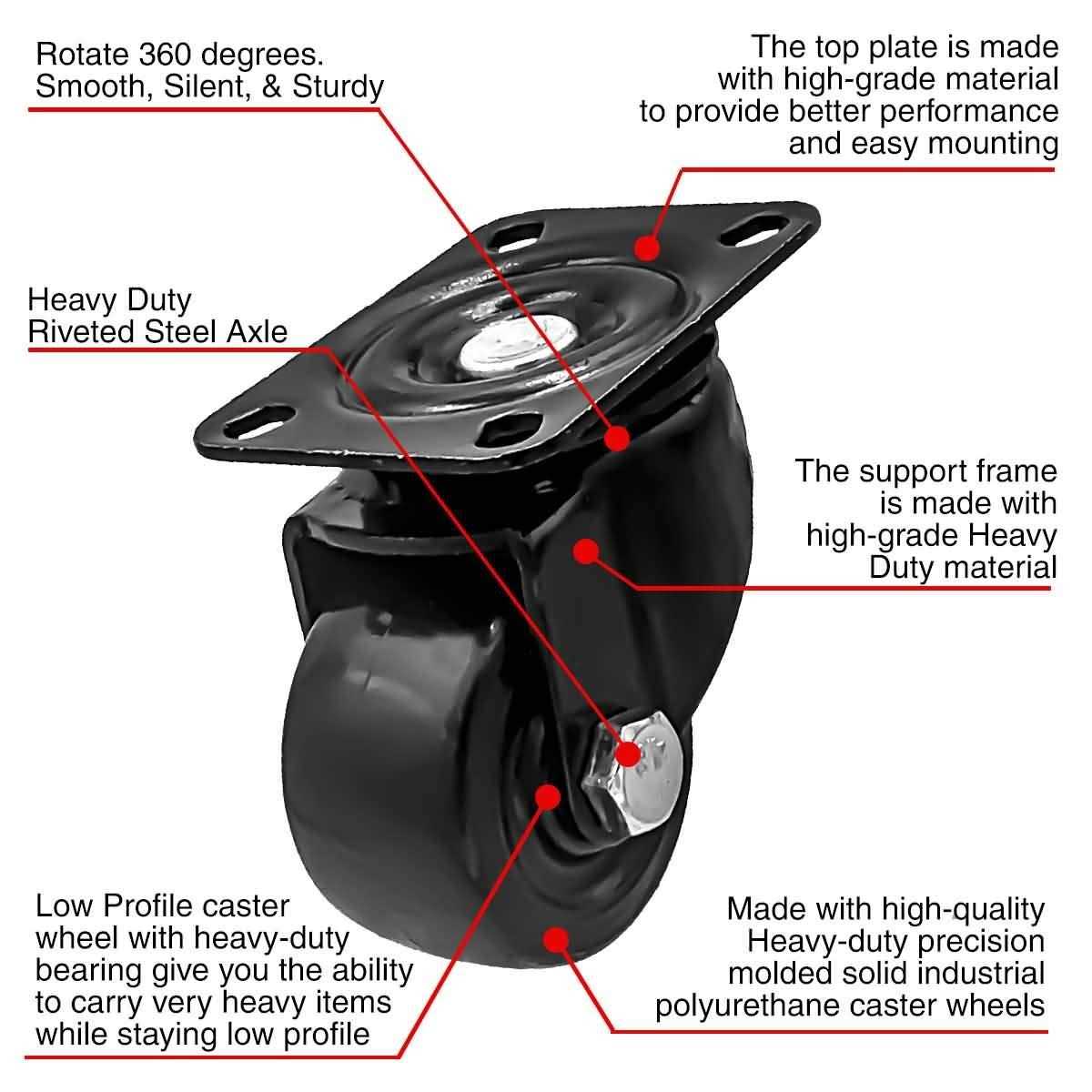 Factorduty Heavy Duty Polyurethane Caster Wheels Locking Brake Double