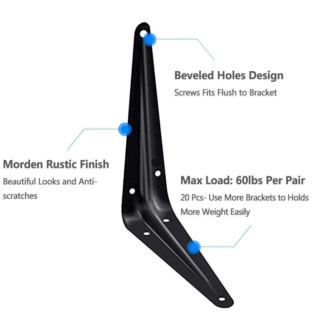 Janyang 20 Pack Shelf Brackets Heavy Duty Black Metal Floating Shelf Bracket - Image 5