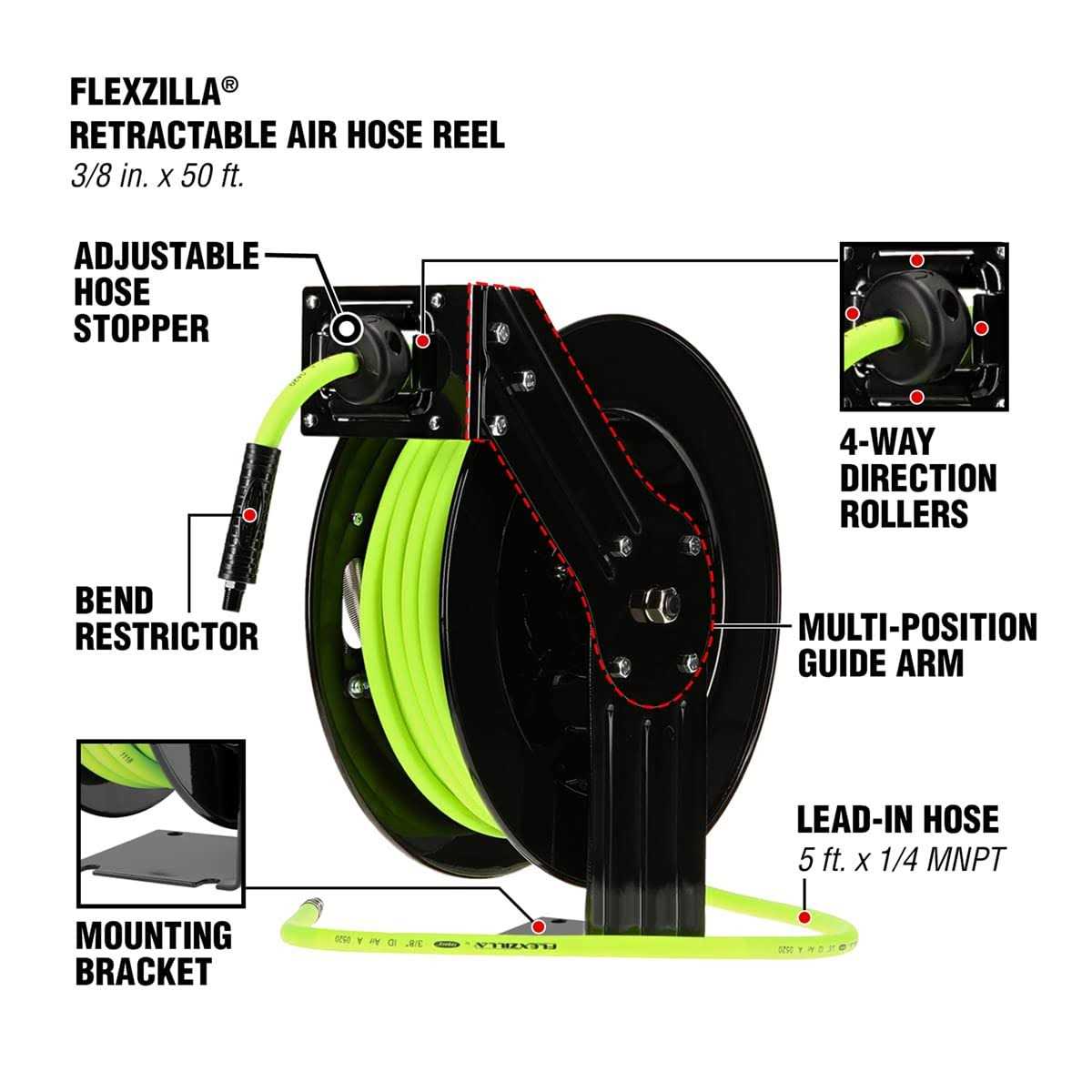 Legacy Flexzilla Retractable Air Hose Reel Open Face L8611FZ - Image 5