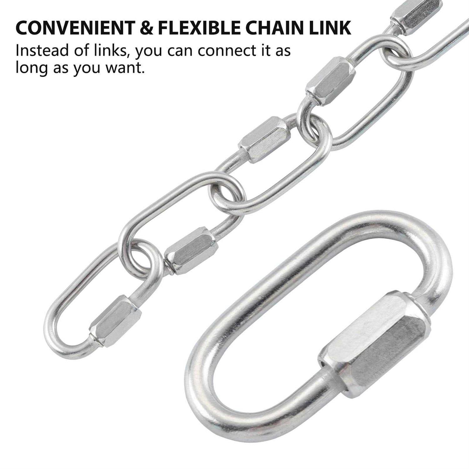 HOME MASTER HARDWARE 1/8 inch Stainless Steel D Shape Quick Link Chain Links Locking Carabiner Connector Keychain Ring Buckle 10 Pack - Image 4