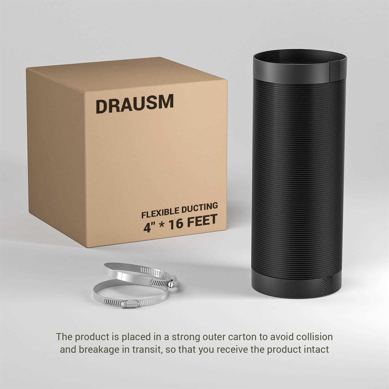 Drasum Dryer Vent Hose 4 Inch Easy-to-Install Duct with 2 Clamps – 4 Layer PVC and Aluminum Flexible Duct - Image 5