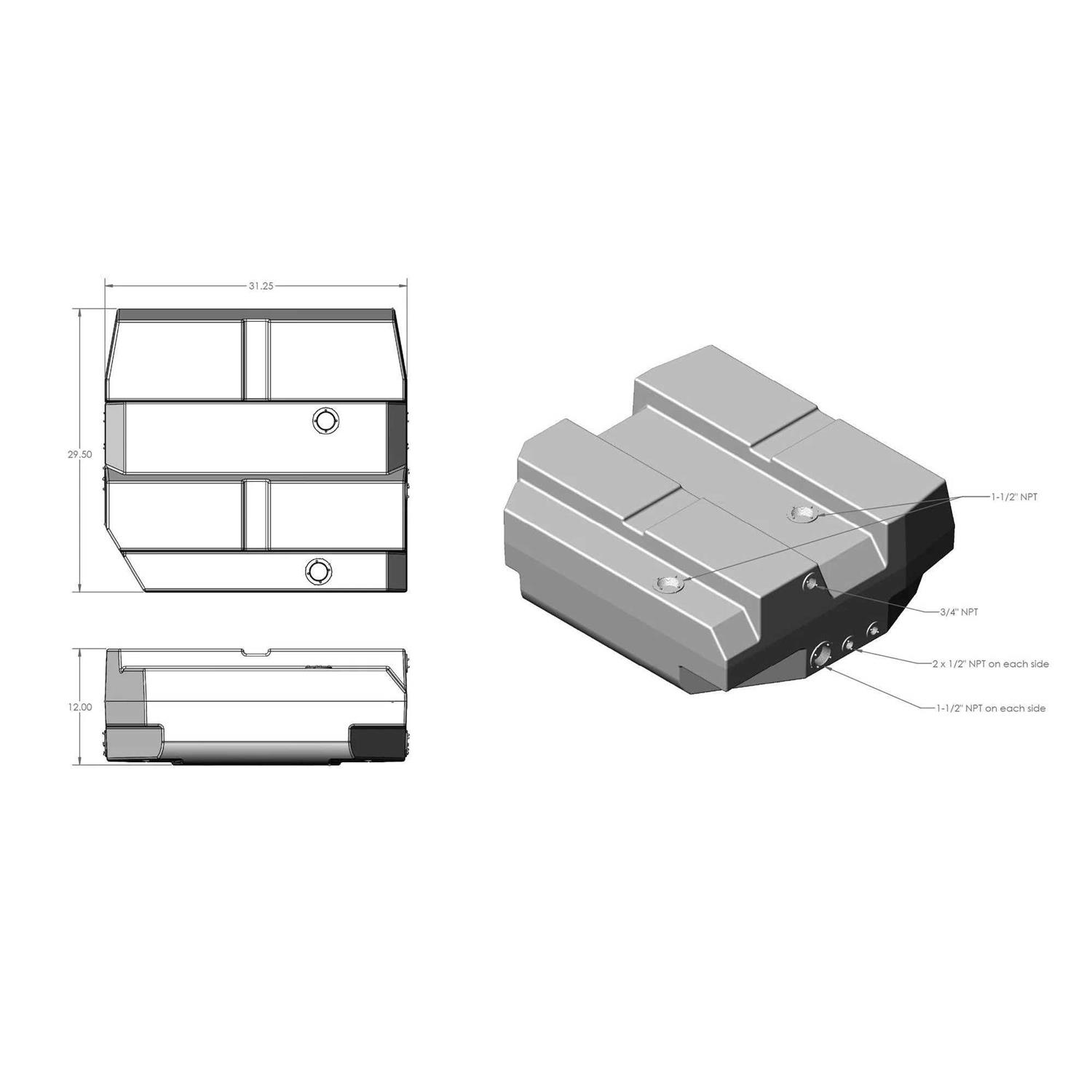 S&B 37 Gallon Spare Tire Replacement Fresh Water Tank 2007-23 Mercedes Sprinter 144 inch & 170 inch S&B - Image 3