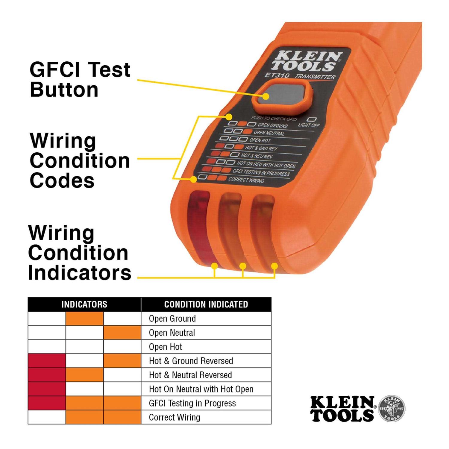 Klein Tools ET310 Digital Circuit Breaker Finder GFCI Outlet Tester - Image 4