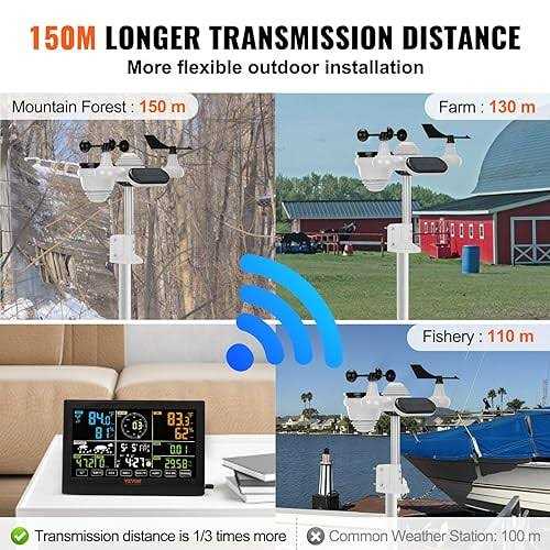 VEVOR 7-in-1 Wireless Weather Station 7.5 Display Home Weather Station Temperature - Image 3