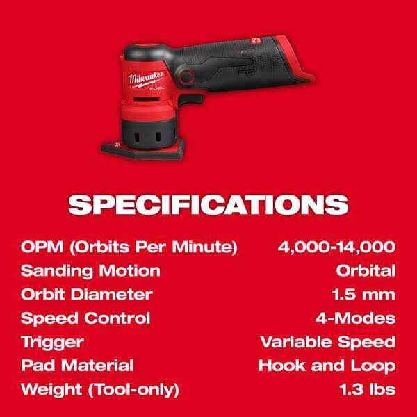 Milwaukee M12 FUEL Orbital Detail Sander 2531-20 - Image 3