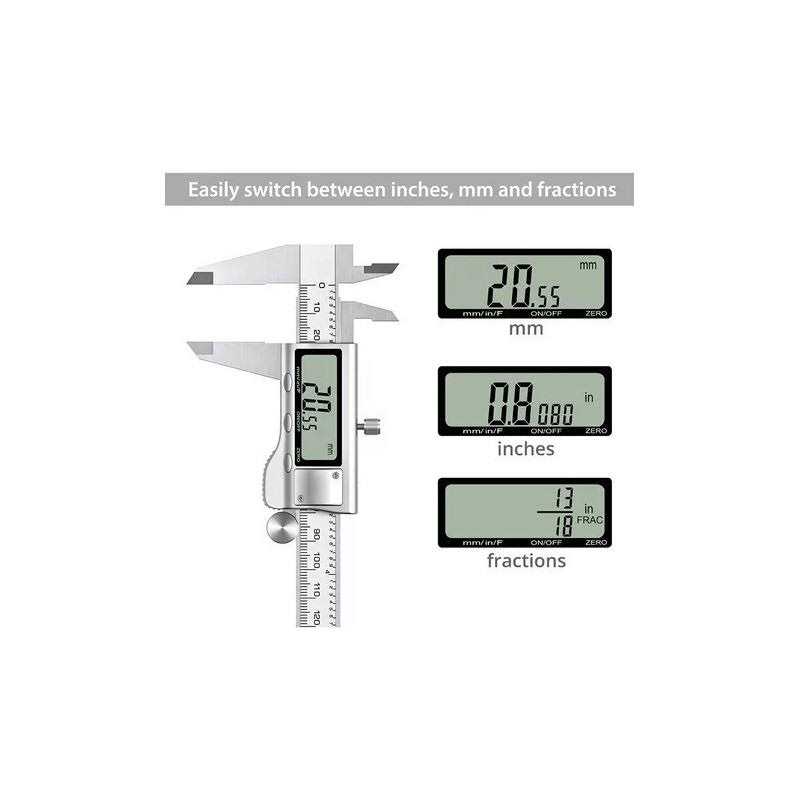 Jiavarry Digital Caliper Measuring Tool Stainless Steel Vernier Caliper Digital Micrometer with Large LCD Screen - Image 5