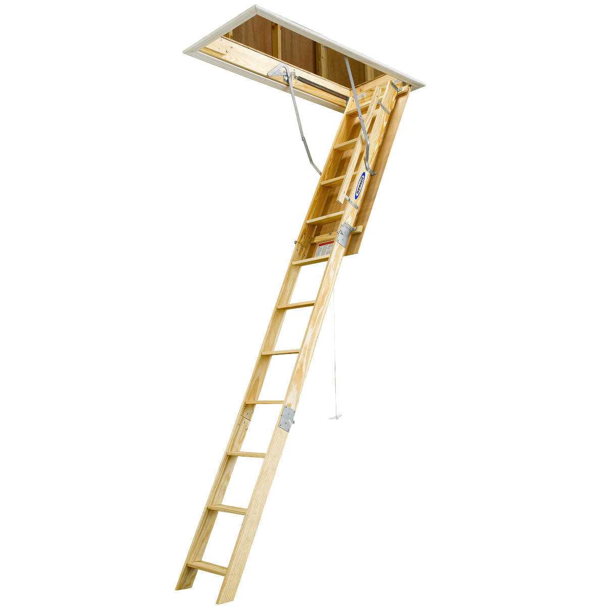 Werner 8 ft. - 10 ft., 22.5 in. x 54 in. Wood Attic Ladder with 250 lb. Maximum Load Capacity
