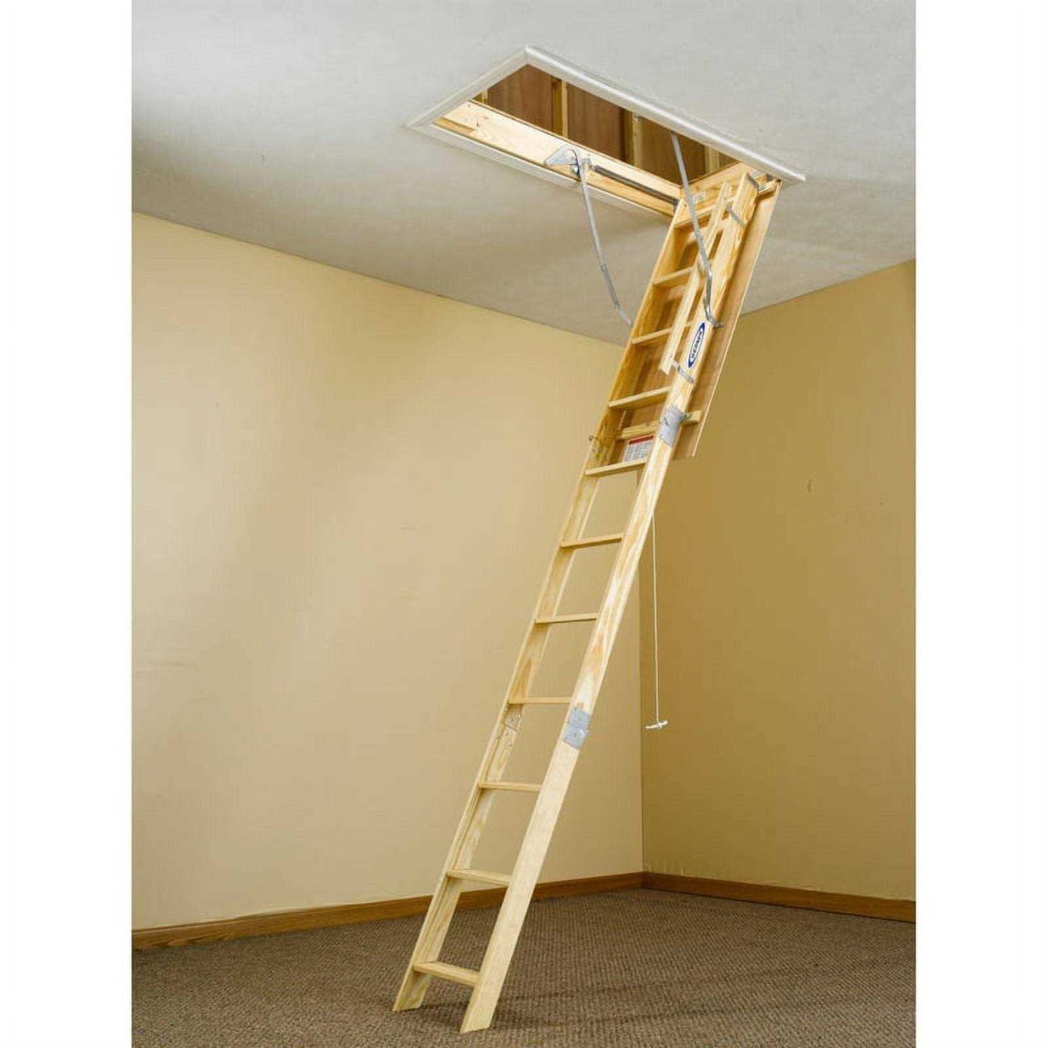 Werner 8 ft. - 10 ft., 22.5 in. x 54 in. Wood Attic Ladder with 250 lb. Maximum Load Capacity - Image 3
