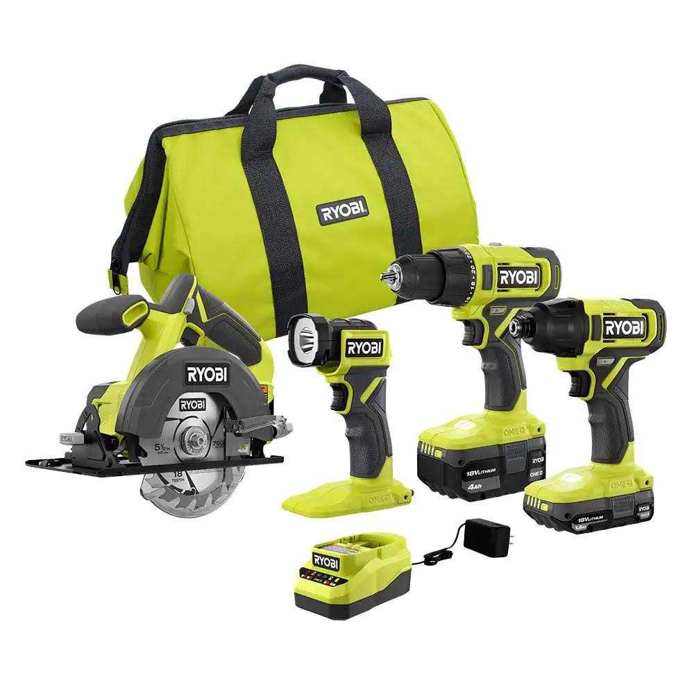 Ryobi Pcl1400k2 One+ 18V Cordless 4-Tool Combo Kit with 1.5 Ah Battery, 4.0 Ah Battery, and Charger - Image 5