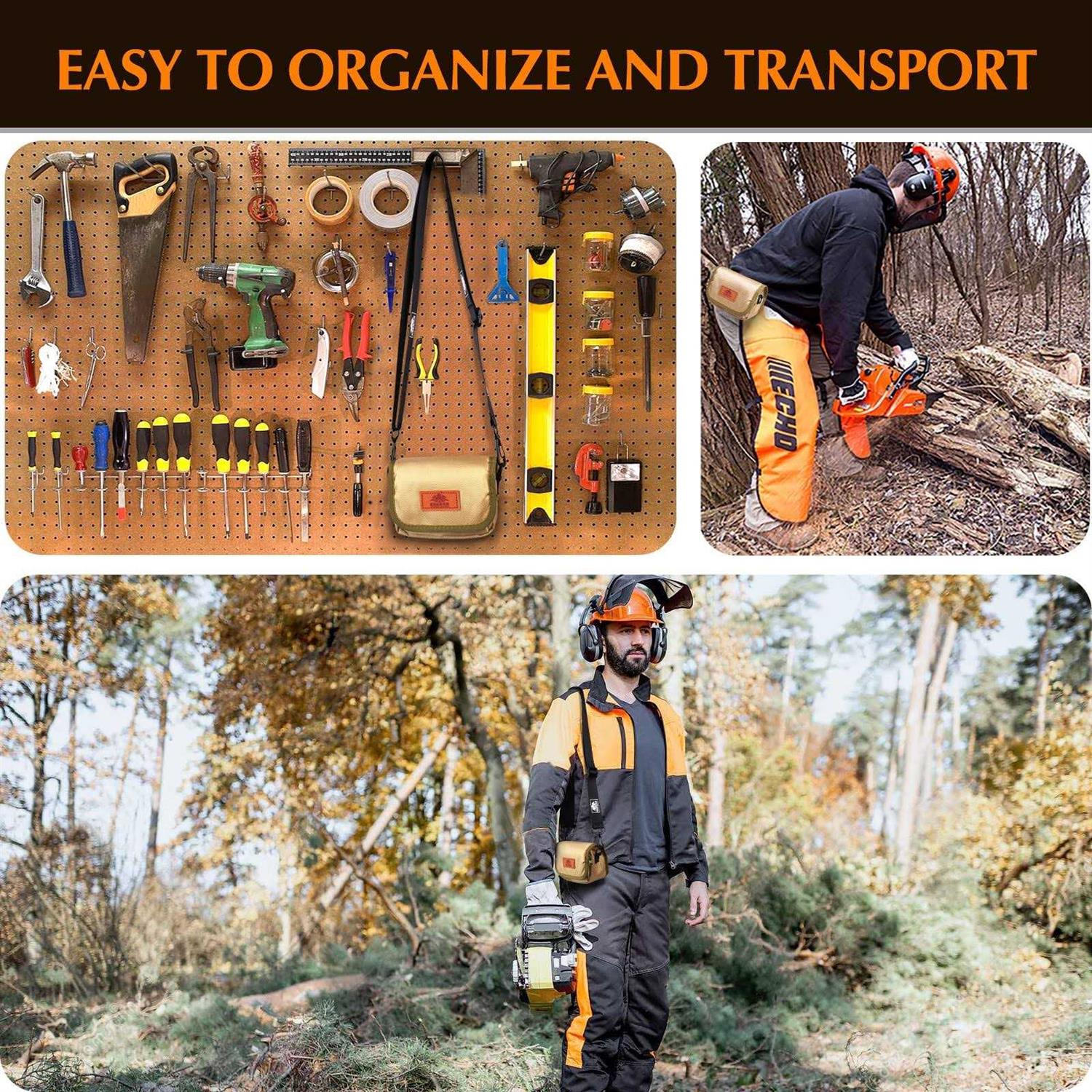 STSVA Chainsaw Sharpener, Hand-cranked Chainsaw Sharpening Jig Kit with Multifunctional Tool Bag and Tungsten Carbide Burr File - Image 5