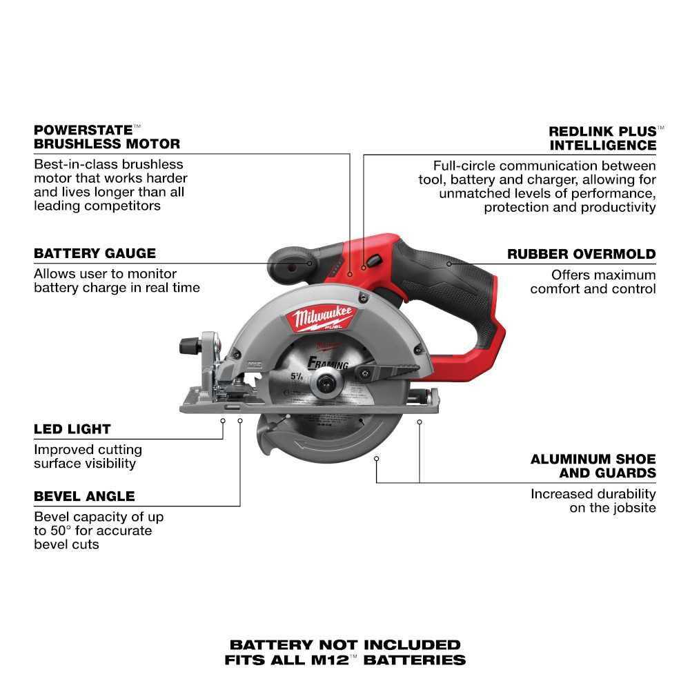 Milwaukee 2530-20 M12 FUEL Circular Saw - Image 5