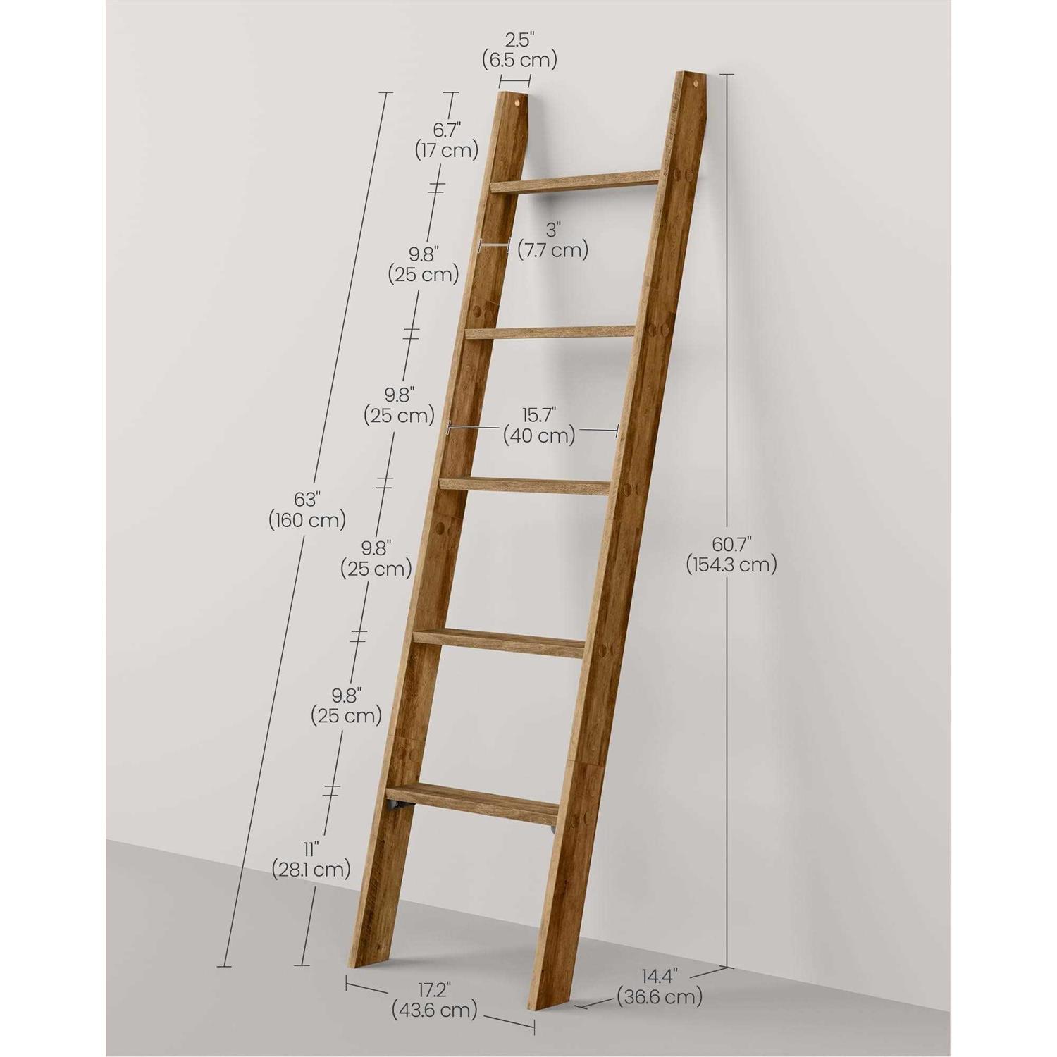 VASAGLE 5-Tier Blanket Ladder Shelf - Image 4