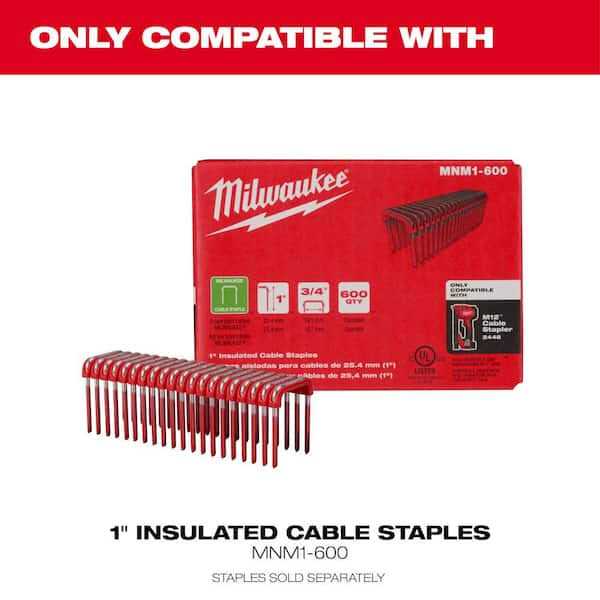 Milwaukee M12 12 Volt Lithium Ion Cordless Cable Stapler W/1 in. Insulated Cable Staples 600 per Box - Image 5