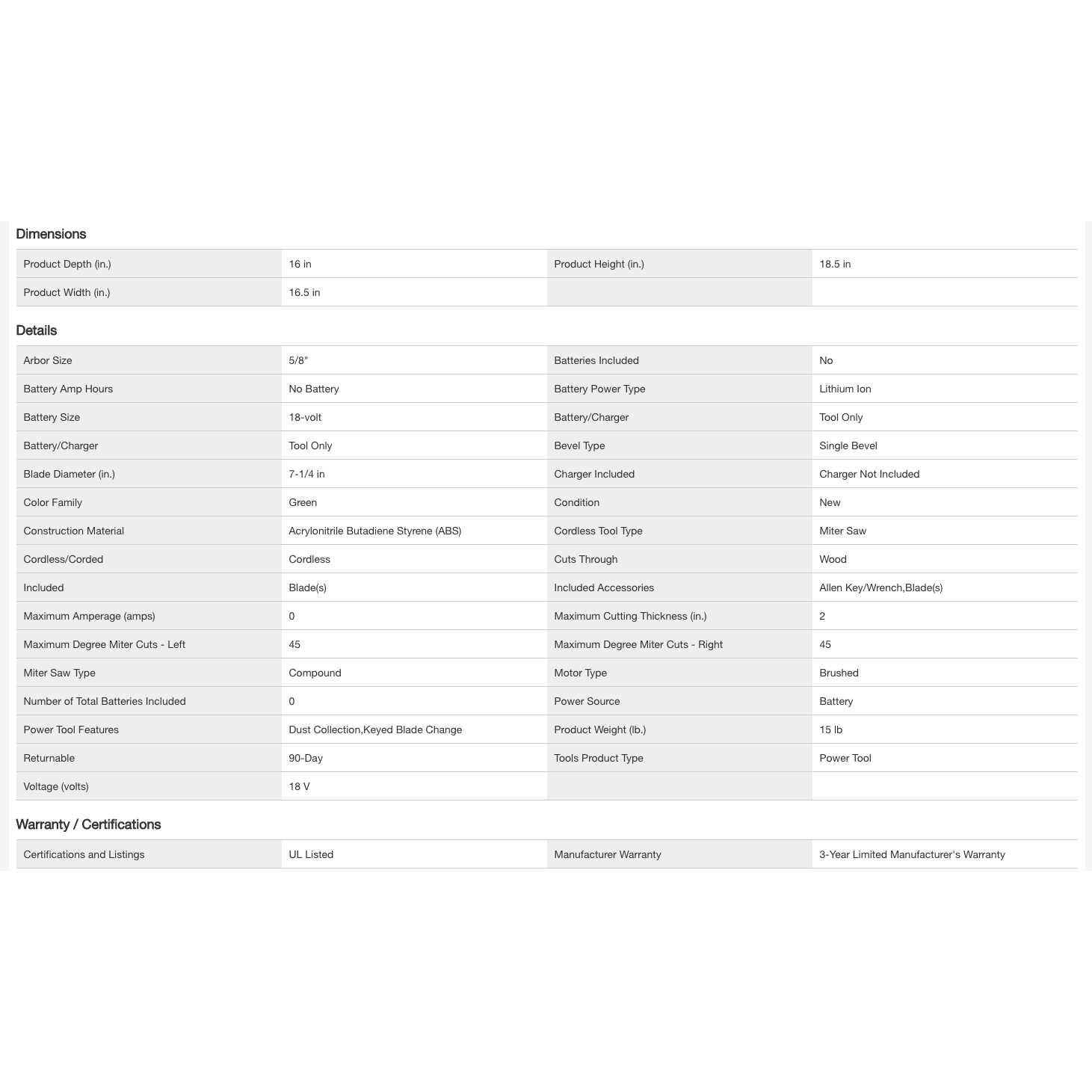 Ryobi ONE+ 18V Cordless 7-1/4 in. Compound Miter Saw - Image 3
