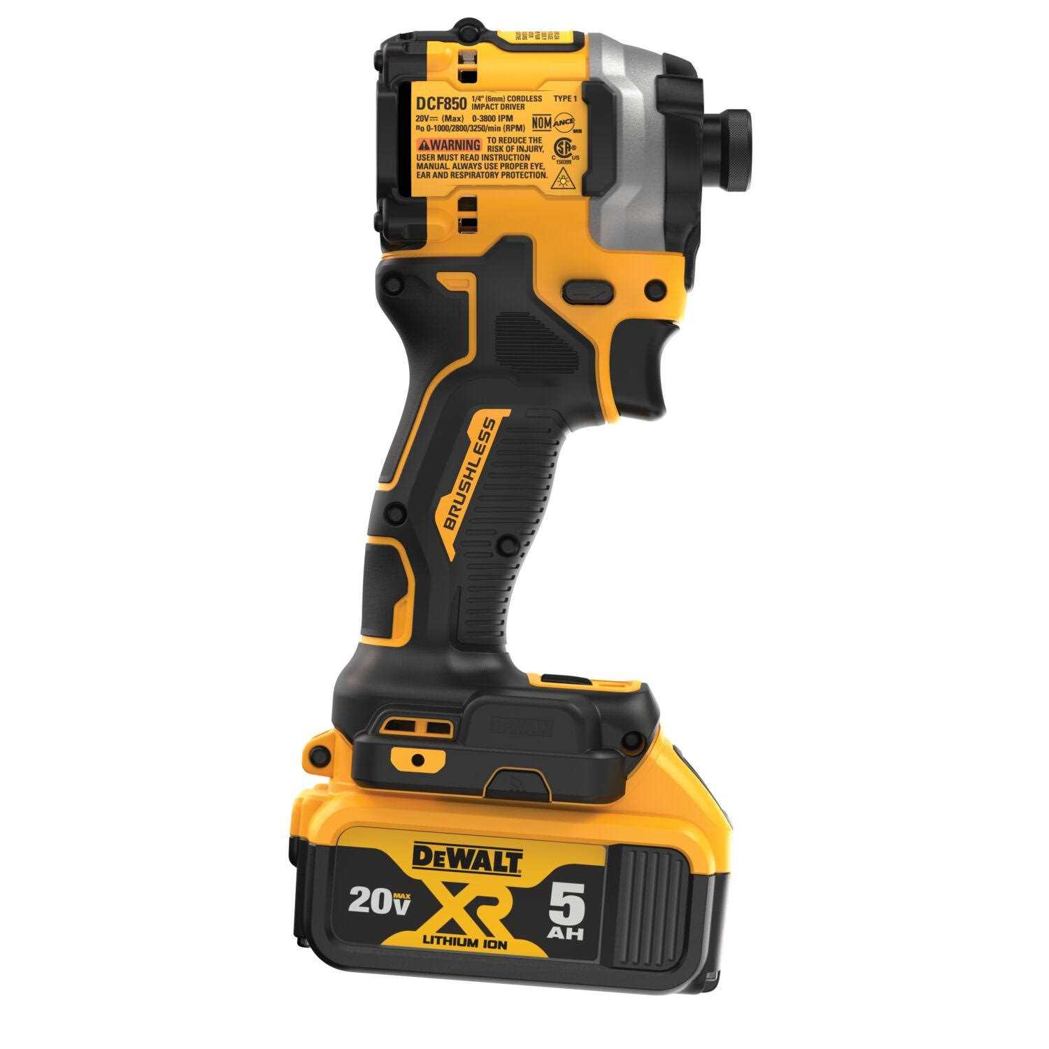 DeWalt ATOMIC 20V MAX 1/4 in Brushless Cordless 3-Speed Impact Driver Kit DCF850P1 - Image 5