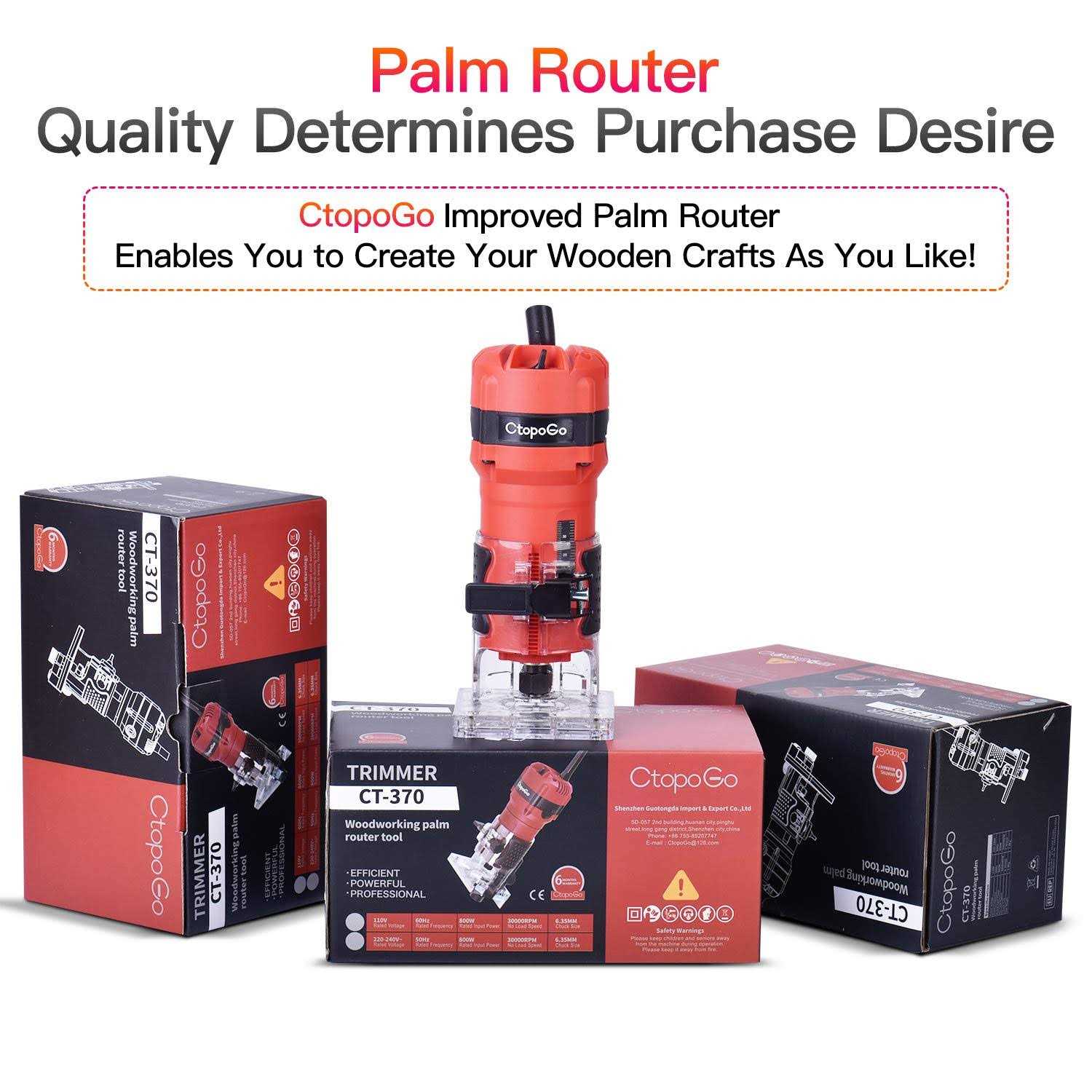 CtopoGo Compact Router Tool 800W Wood Palm Router Tool for Woodworking - Image 3