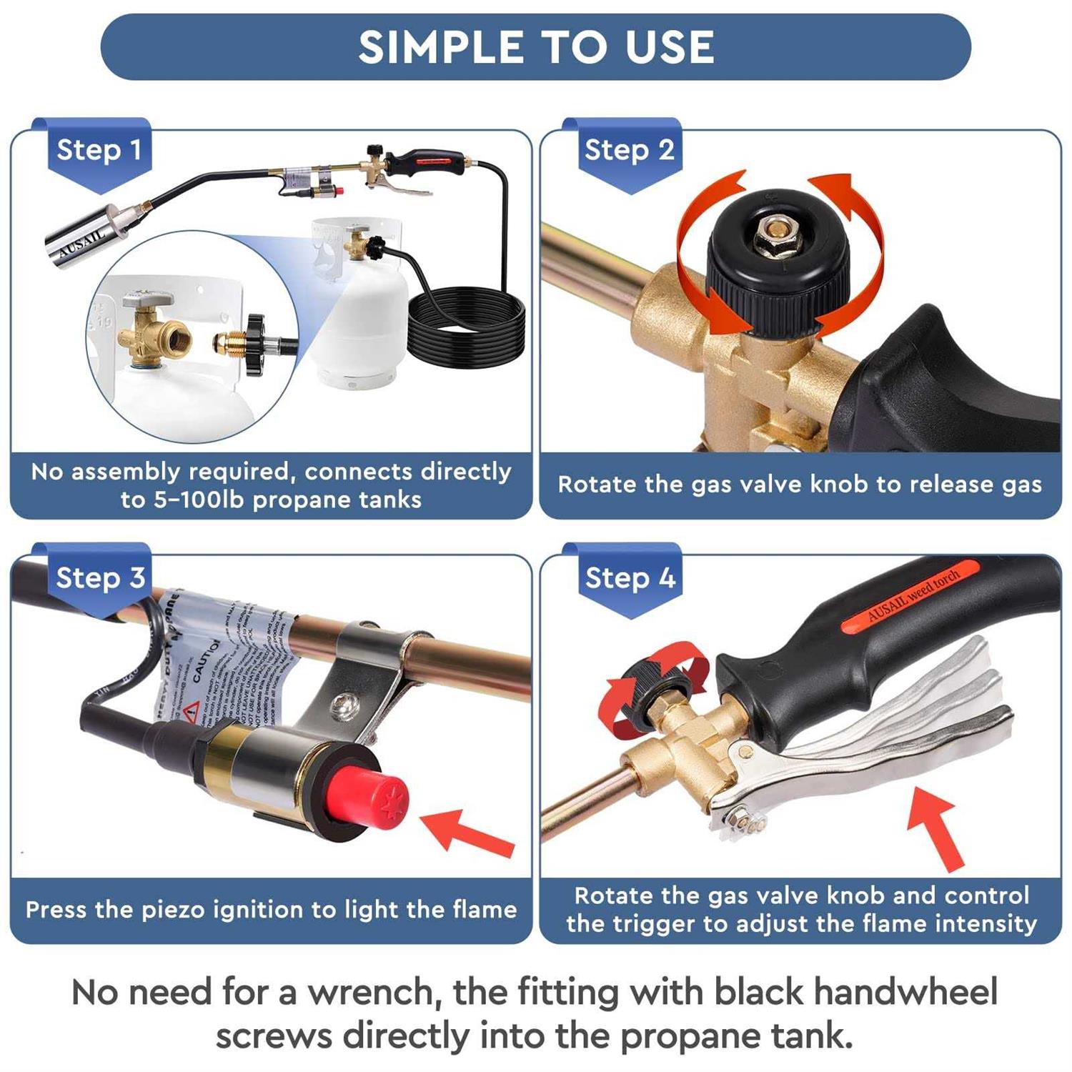 Propane Torch Weed Burner,Blow Torch,Heavy Duty,High Output 700,000 - Image 3