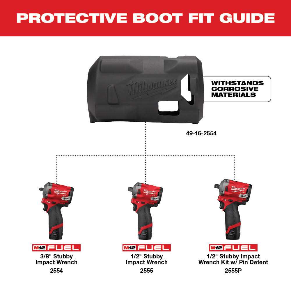 Milwaukee 49-16-2554 M12 FUEL Stubby Impact Driver Protective Boot - Image 4