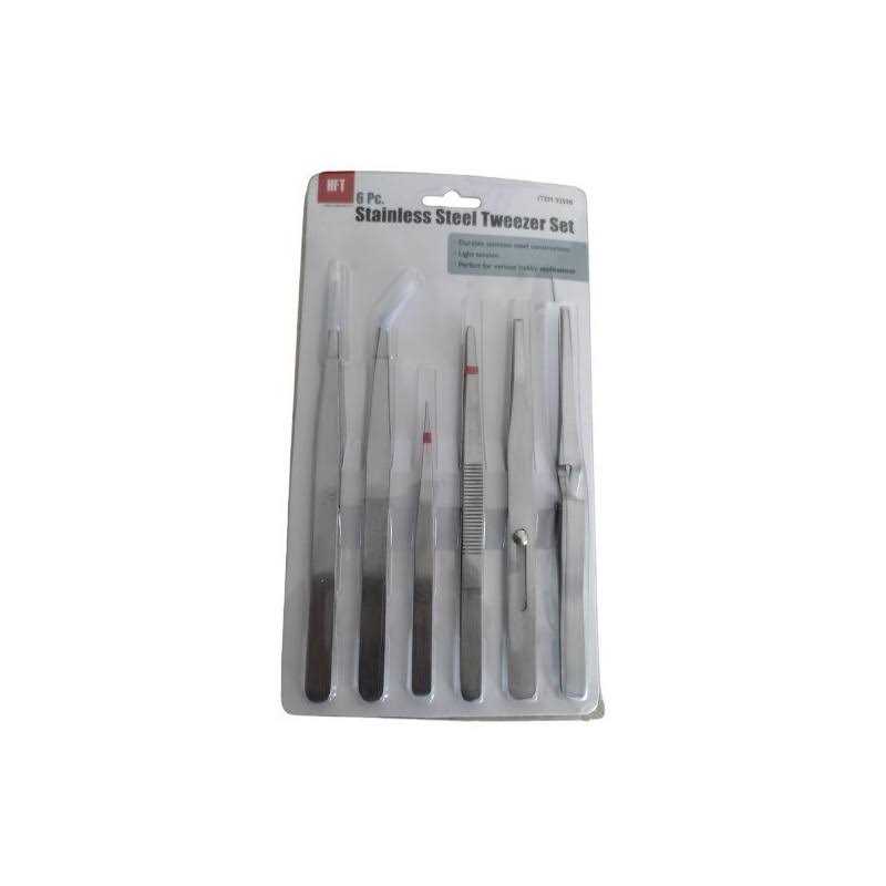 HFT 6 Piece Fine Point Tweezer Set for Electrical Soldering - Image 2