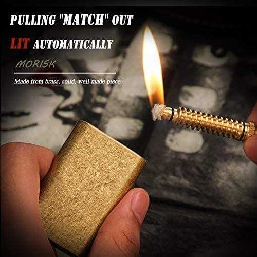 Morisk Lighter Permanent Match Cool Pipe Lighter Fluid Refillable Copper Vintage Trench Lighters - Image 5