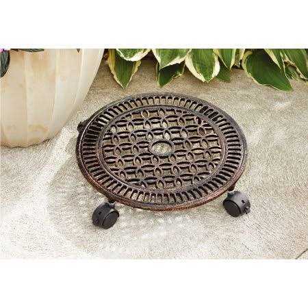 Better Homes & Gardens 14in Brown Cast Iron Plant Caddy - Image 3