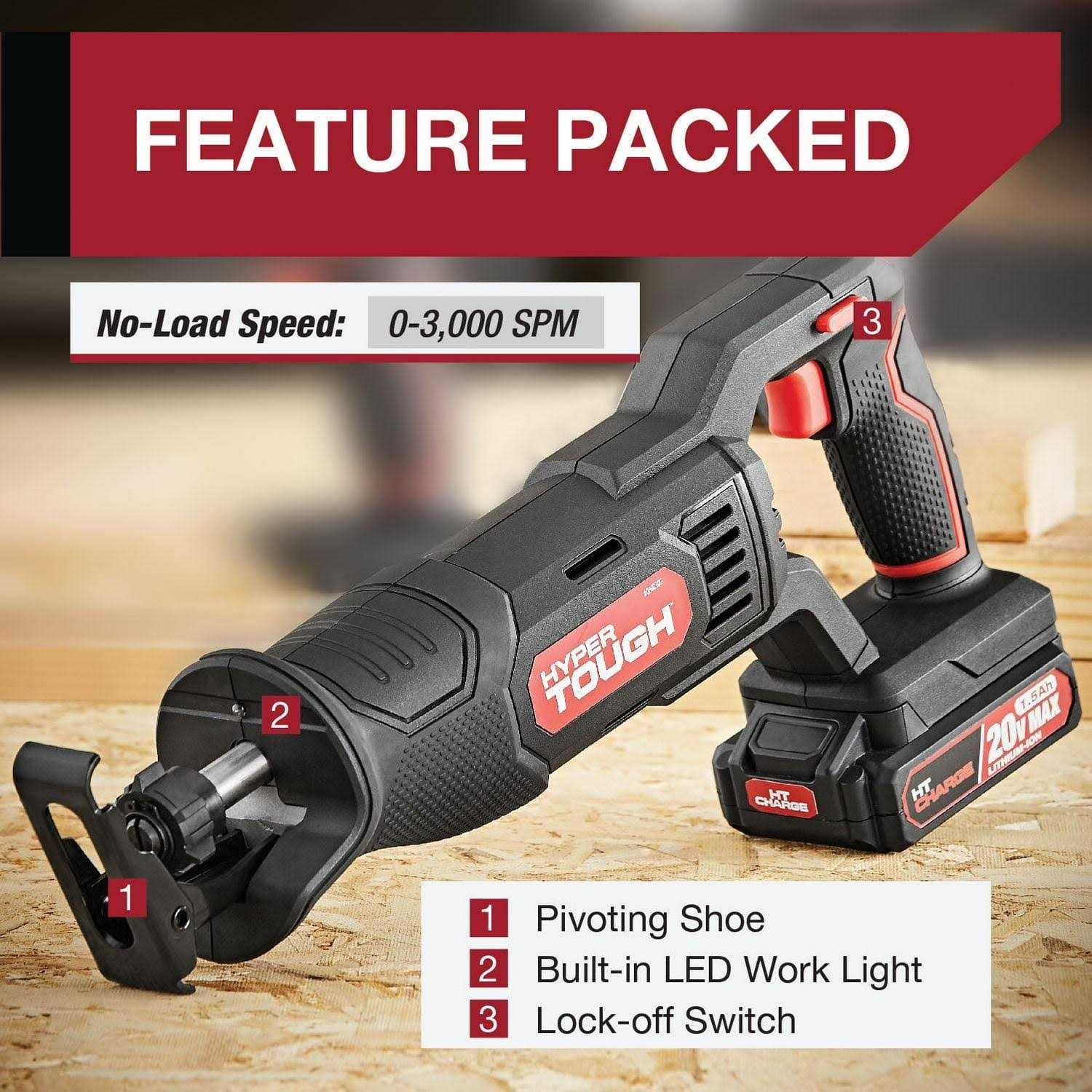 Hyper Tough 20V Max Lithium-ion Cordless Reciprocating Saw - Image 5