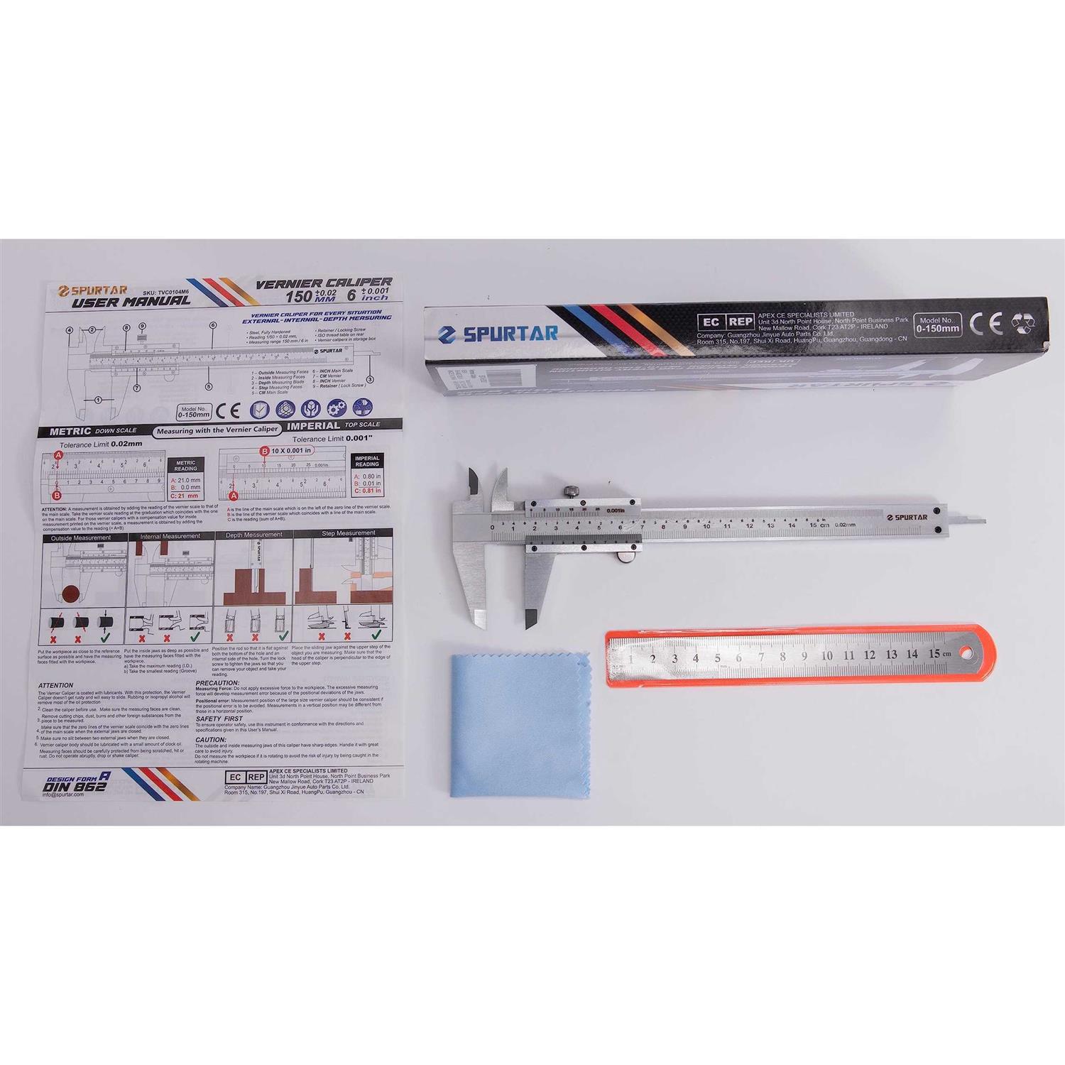 Spurtar Vernier Caliper 6 Stainless Steel Non Digital Calipers - Image 3