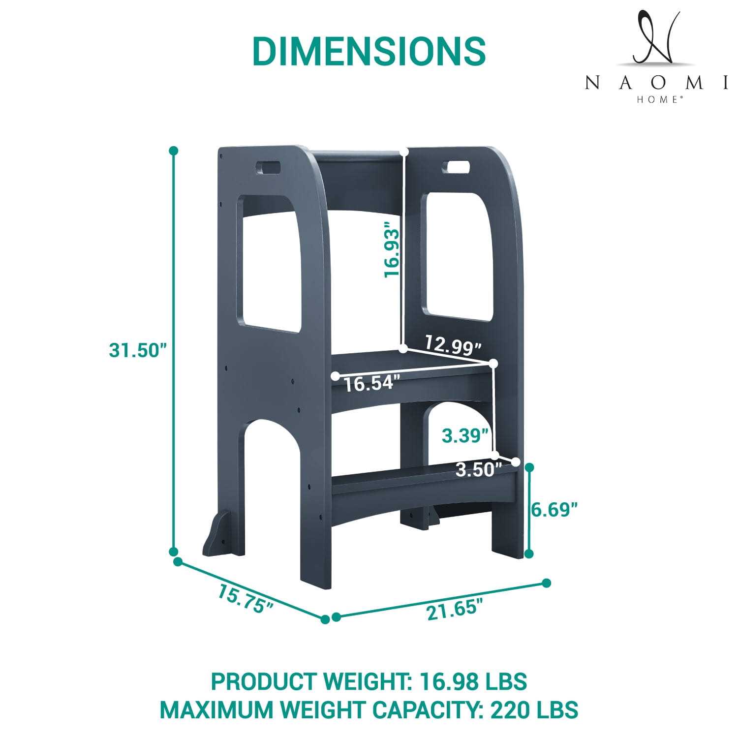 Naomi Home Kids On The Rise Kitchen Step Stool and Mat - Image 4