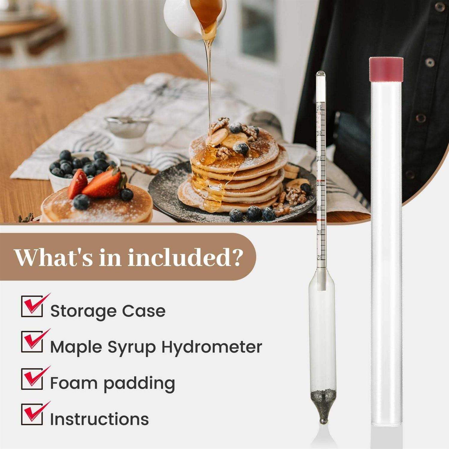 Maple Syrup Hydrometer, Baume and Brix Scale, Maple Syrup Density Kit Syrup Hydrometer for Measure Sugar and Moisture Content of Boiled Sap - Image 4