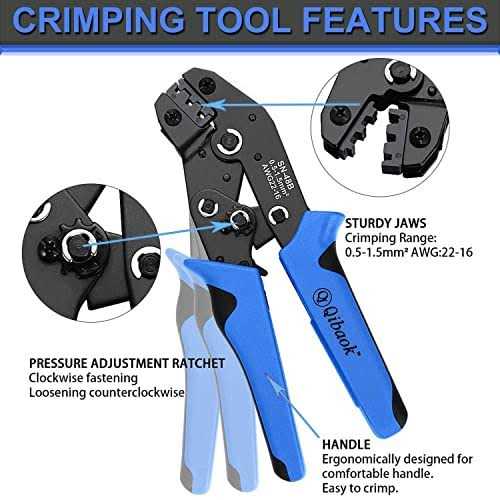 Wire Terminal Crimping Tool Kit Qibaok Ratcheting Wire Crimper AWG 22-16 with 500PCS Female Male Spade Connectors & Bullet Connectors - Image 5