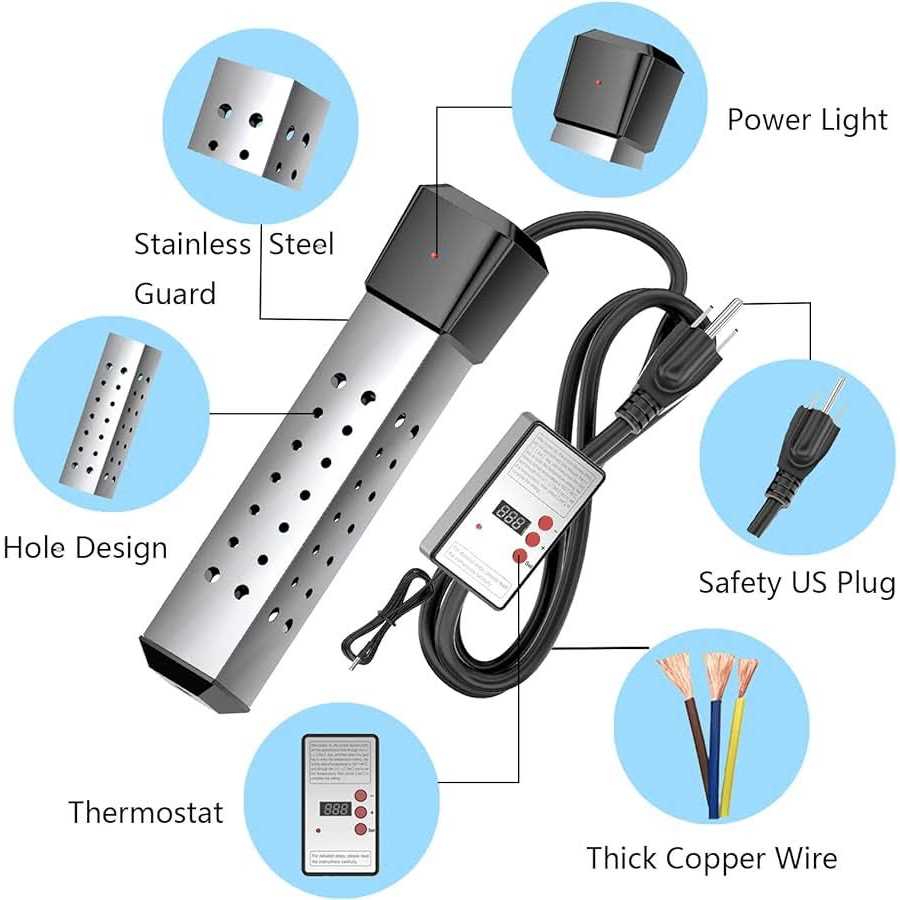 GABROGA 2000W Pool Heater for Inflatable Above Ground Swimming Pool Immersion Water Heater for Bathtub with Thermostat - Image 5