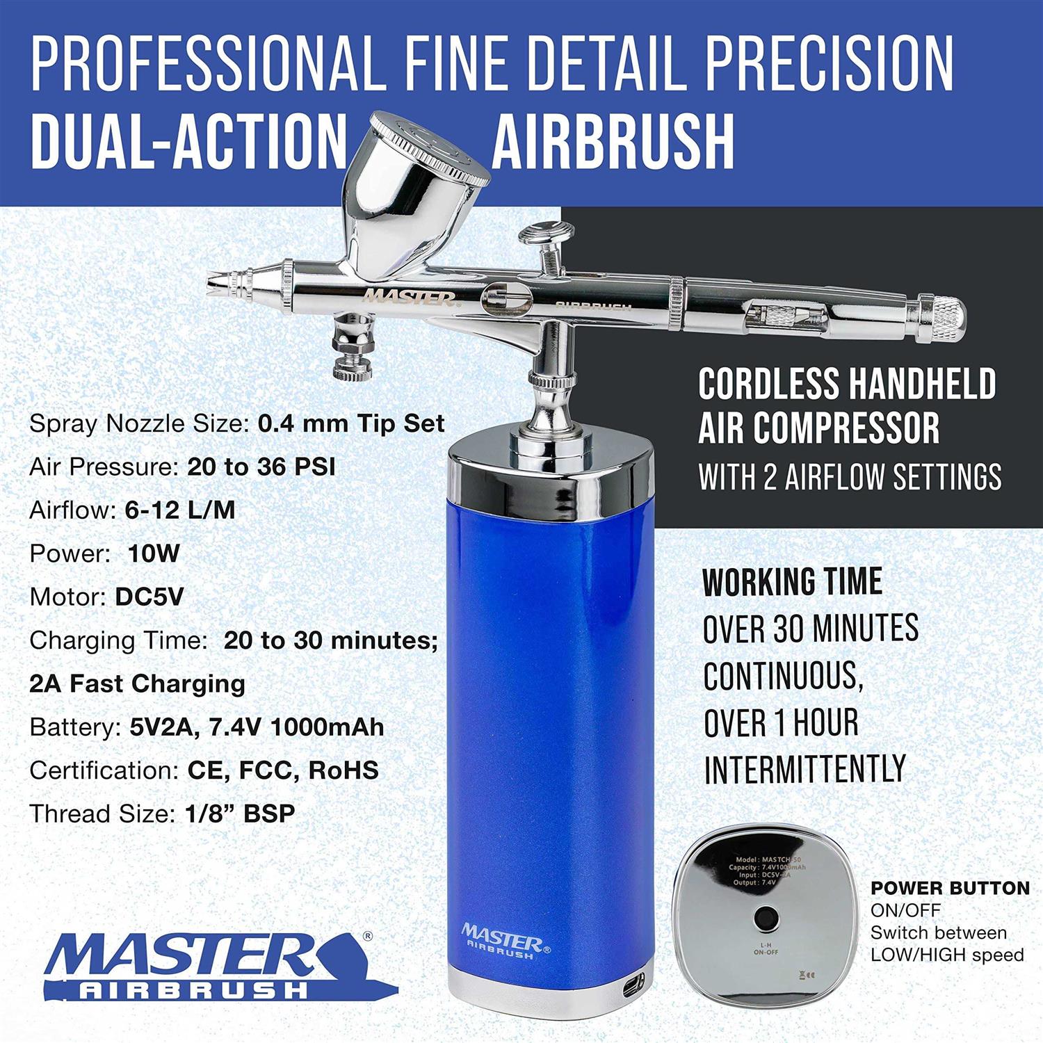 Master Airbrush Powerful Cordless Handheld Acrylic Paint Airbrushing System Primary Opaque Paint Colors - Image 3
