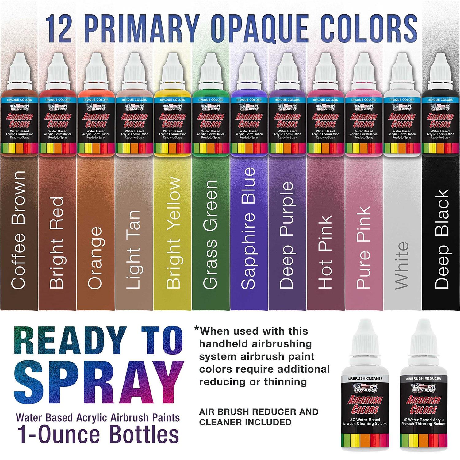 Master Airbrush Powerful Cordless Handheld Acrylic Paint Airbrushing System Primary Opaque Paint Colors - Image 3