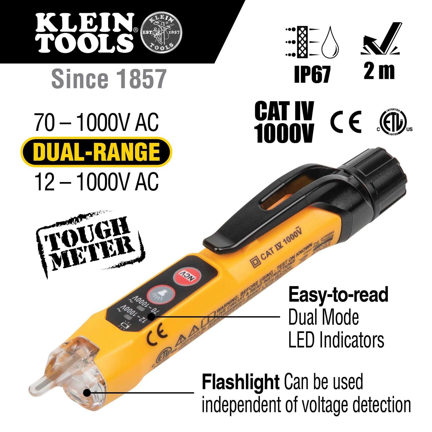 Klein Tools Dual Range Non-Contact Voltage Tester with Flashlight NCVT3P - Image 3