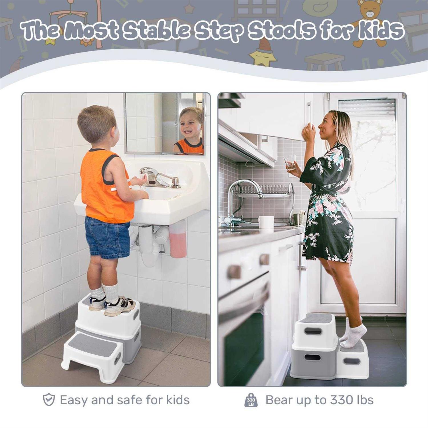 Ronipic 2 Step Stools for Kids Toddler Step Stool for Toilet Potty Training - Image 4
