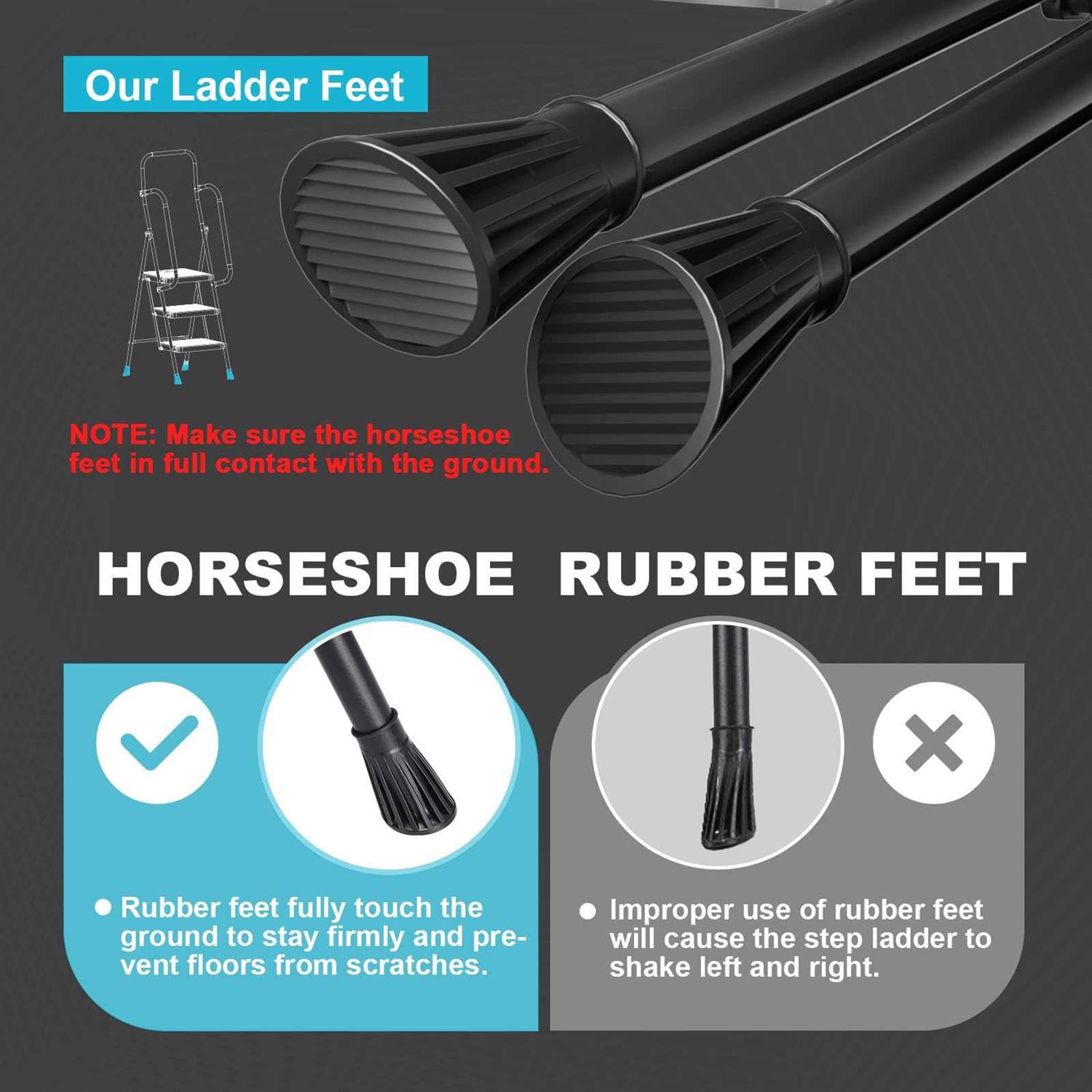 HBTower 3 Step Ladder Folding Step Stool with Wide Anti-Slip Pedal - Image 4