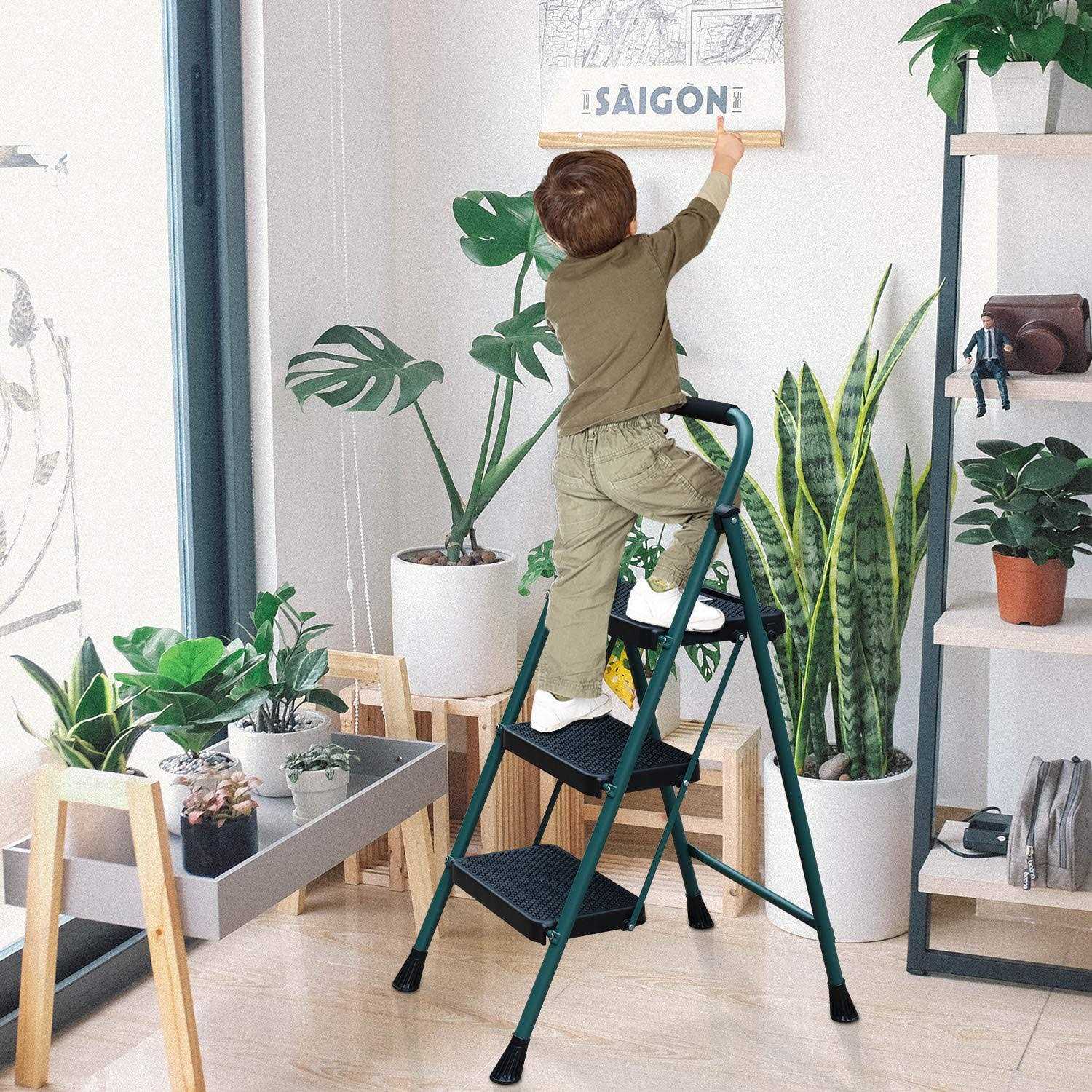 HBTower 3 Step Ladder Folding Step Stool with Wide Anti-Slip Pedal - Image 5