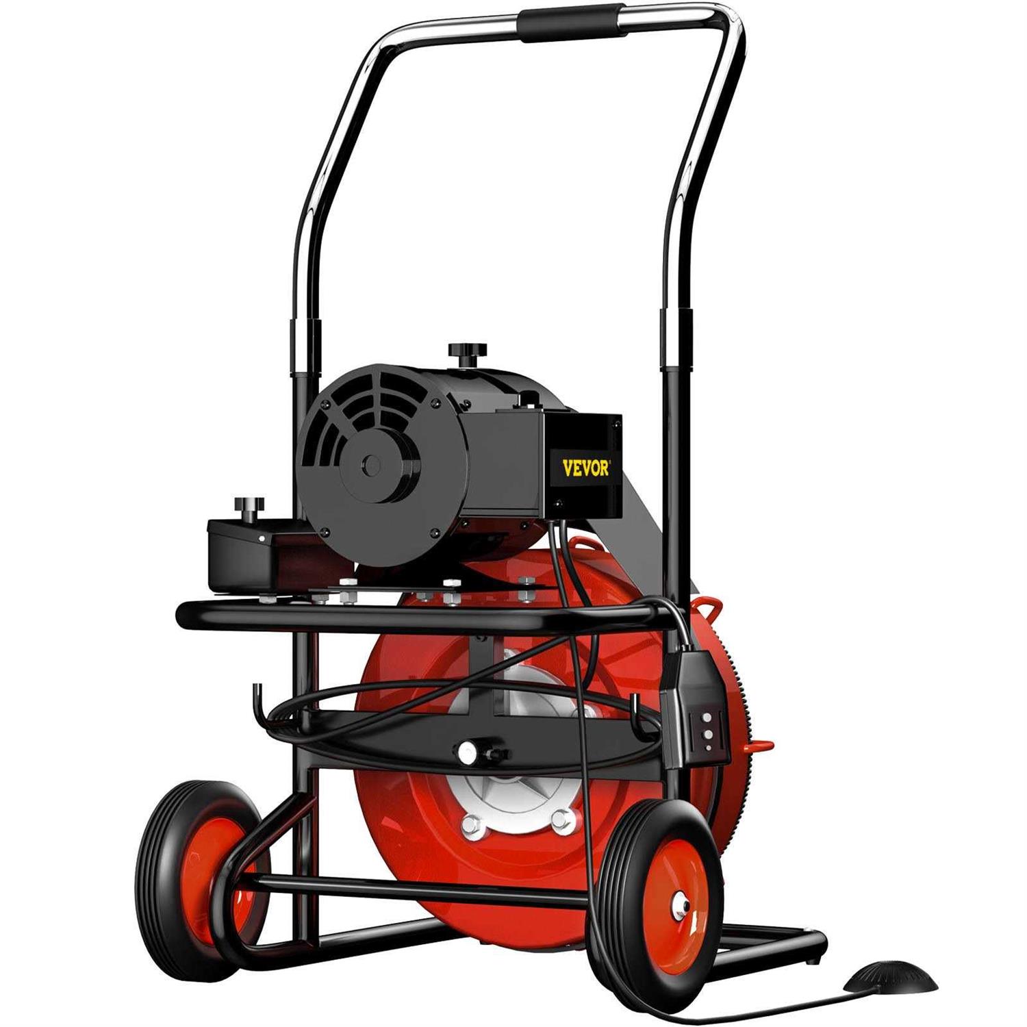 VEVOR Sewer Machine Drain Cleaner 100'x1/2 550W Sewer Cleaning Clog w/ Cutters - Image 2