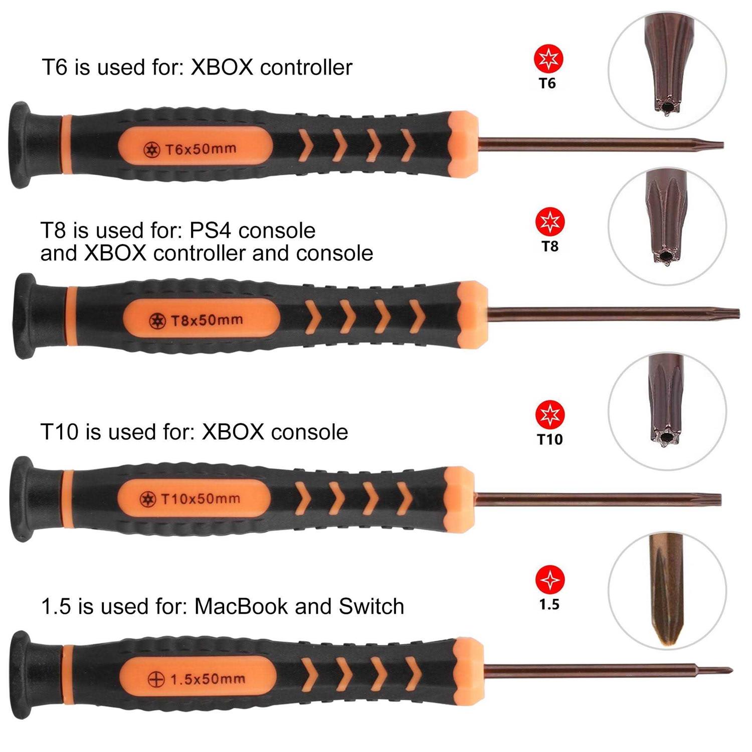 Eeekit 11-in-1 T6 T8 T10 Screwdriver Repair Tool Kit for Xbox One/Xbox 360/ps3/ps4 Controller with Cross Screwdriver - Image 5