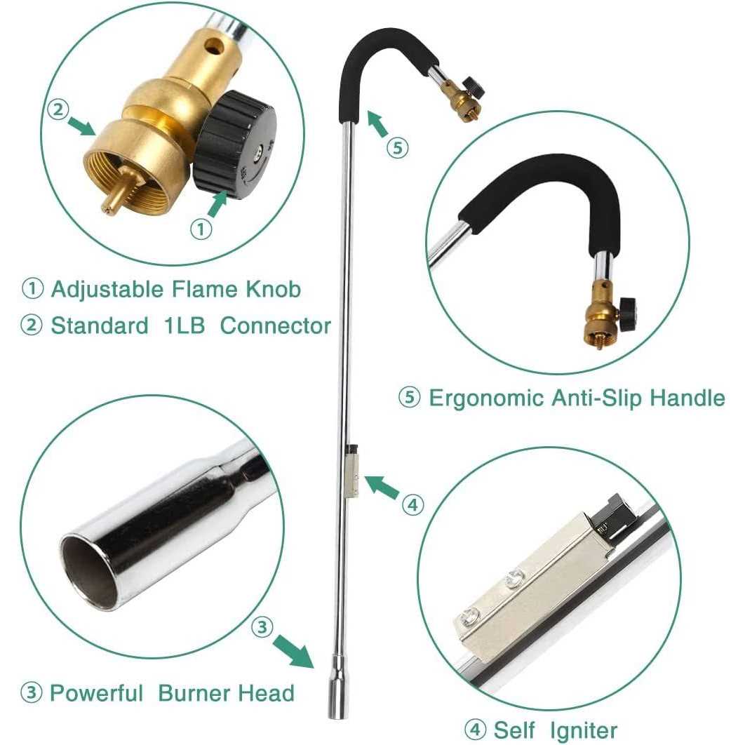 KOMAN Weed torch Propane Burner,35 long arm,Fuel by 1LB Propane Gas - Image 2