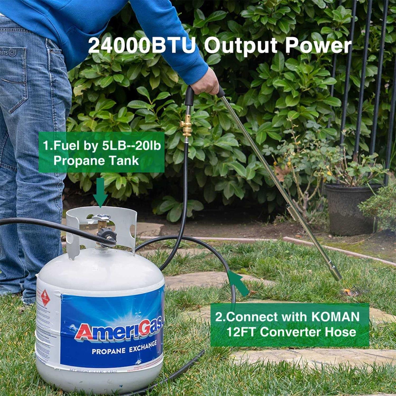 KOMAN Weed torch Propane Burner,35 long arm,Fuel by 1LB Propane Gas - Image 3