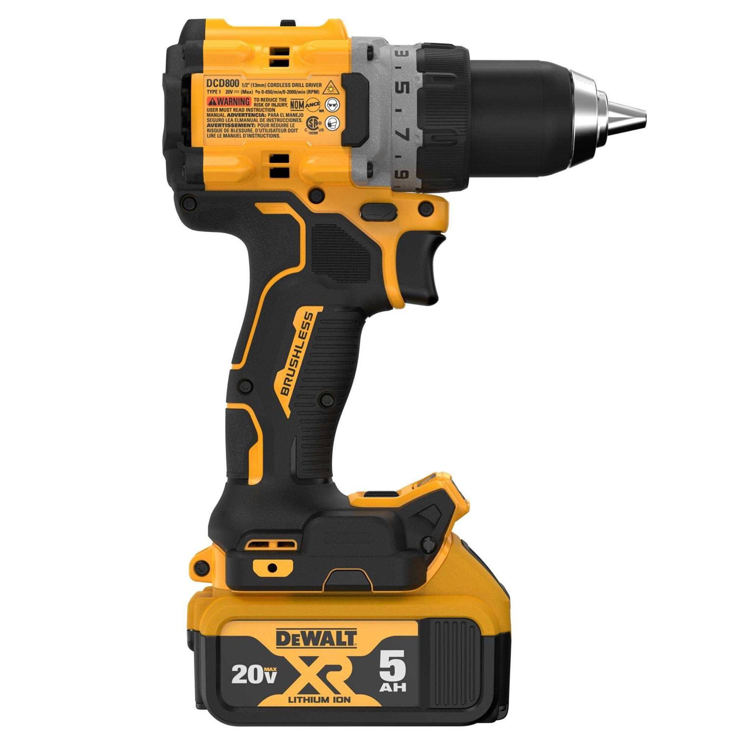 Dewalt DCD800P1 20V MAX XR Brushless Cordless 1/2 in. Drill/Driver Kit - Image 3