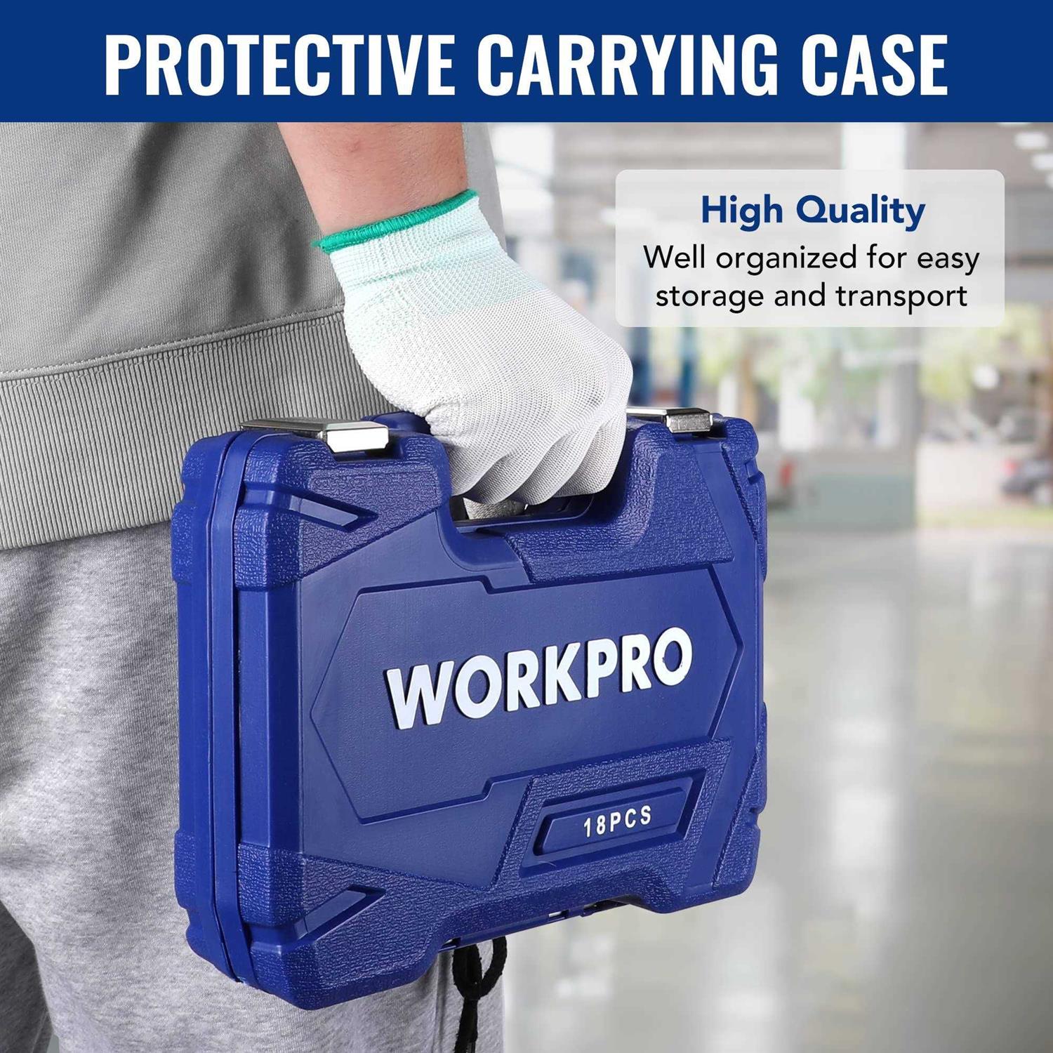 WORKPRO 18-Pieces Drive Tool Accessory Set, Includes Socket Adapters, Socket Extension Bar, Swivel Universal Joints and Impact Coupler - Image 5