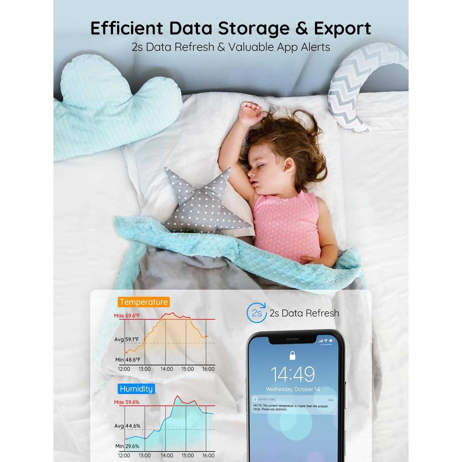 Govee WiFi Thermometer Hygrometer H5179 Smart Humidity Temperature Sensor with App Notification Alert - Image 4