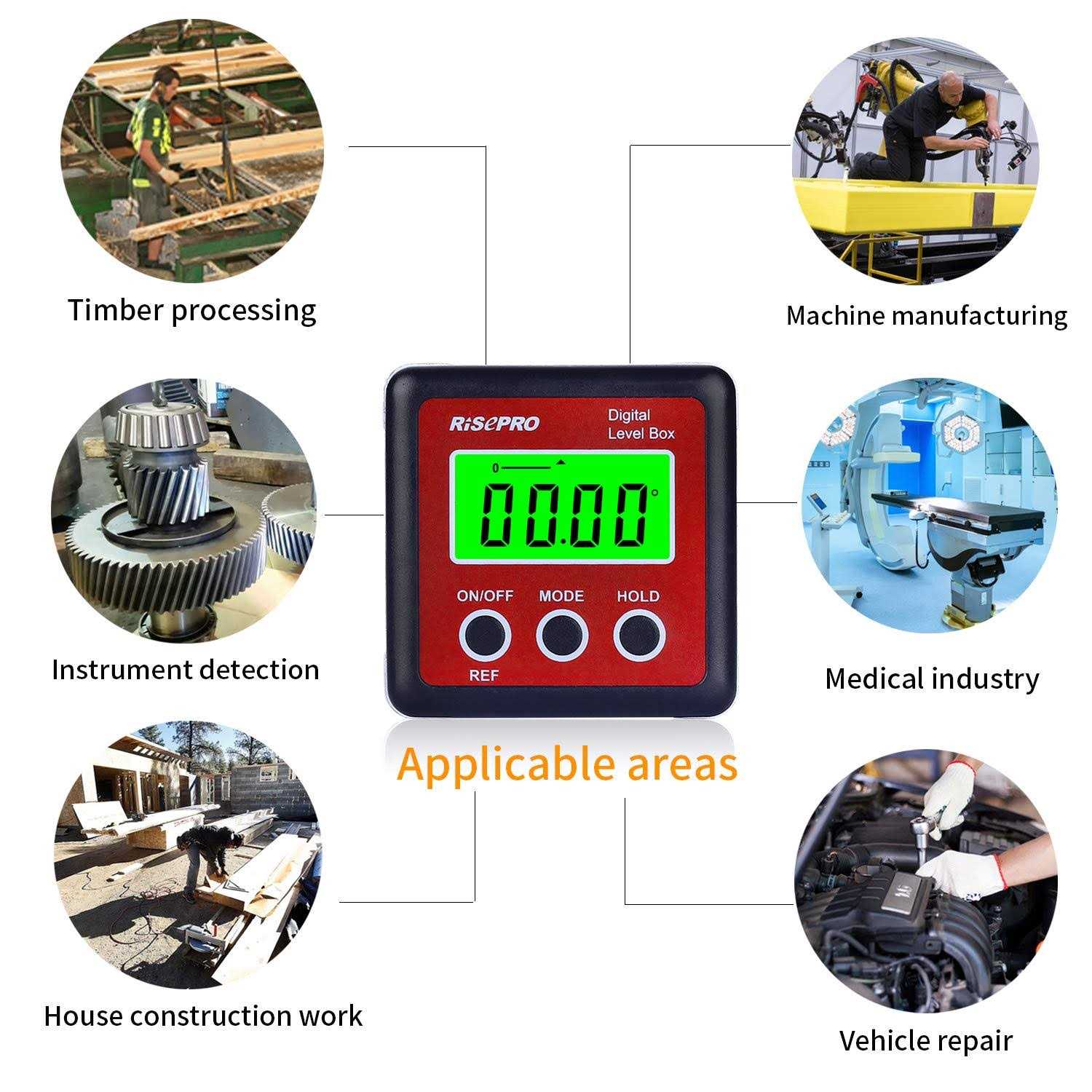 Risepro Digital Level Box Angle Gauge Protractor Inclinometer Bevel Box - Image 2