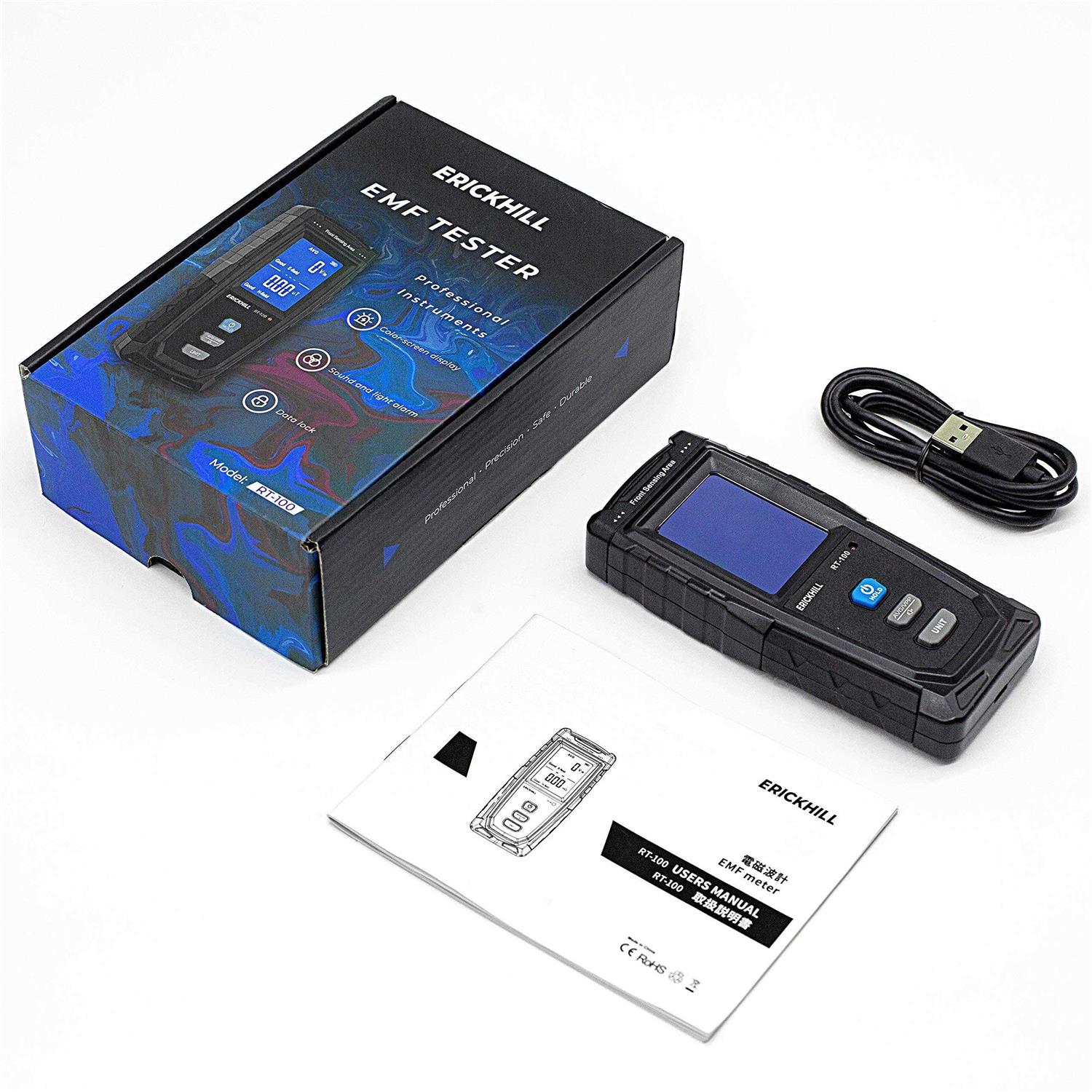 Erickhill EMF Meter Rechargeable Digital Electromagnetic Field Radiation Detector Hand-held Digital LCD EMF Detector - Image 5