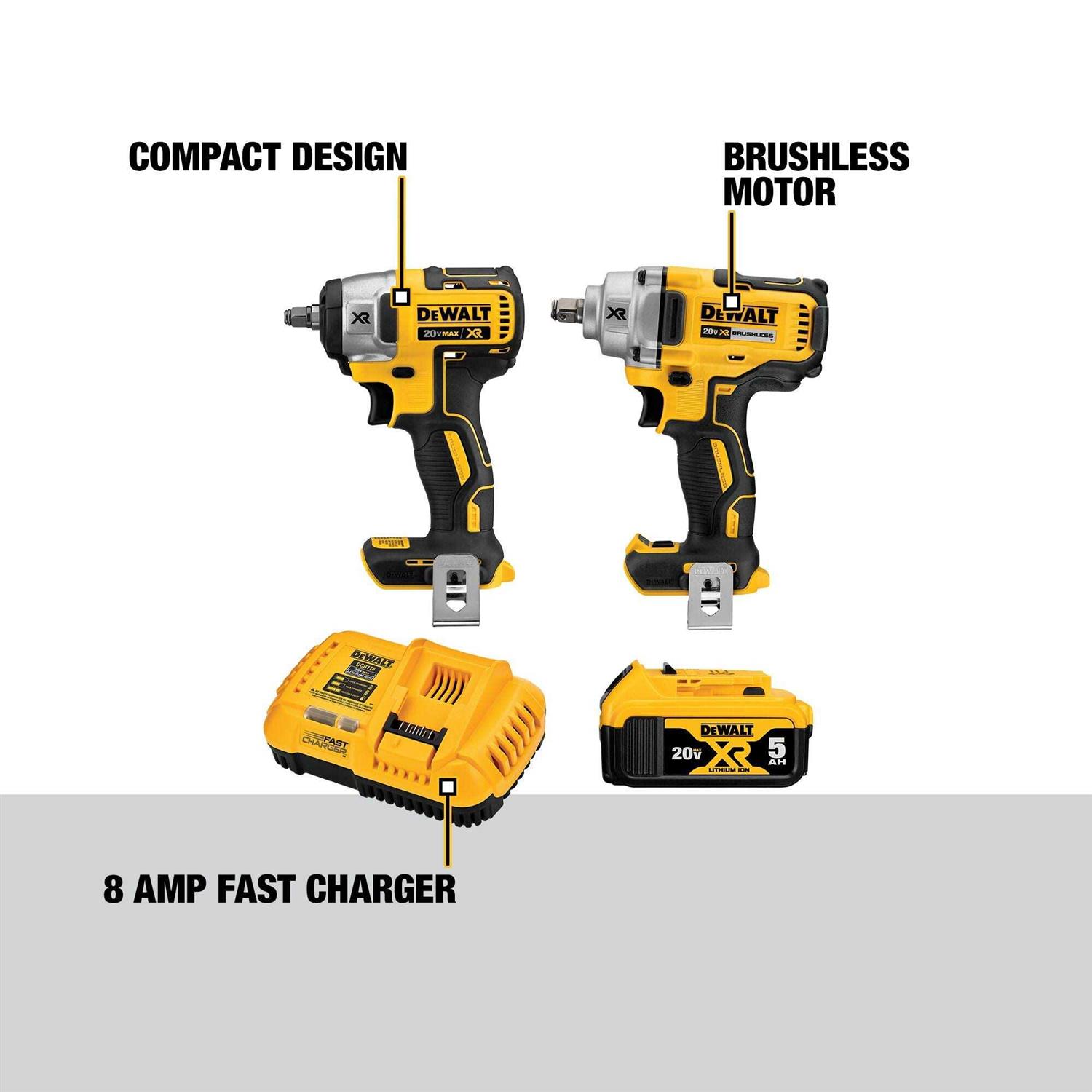 DEWALT 20V MAX XR Brushless Cordless 2-Tool Impact Wrench Kit DCK205P1 - Image 5
