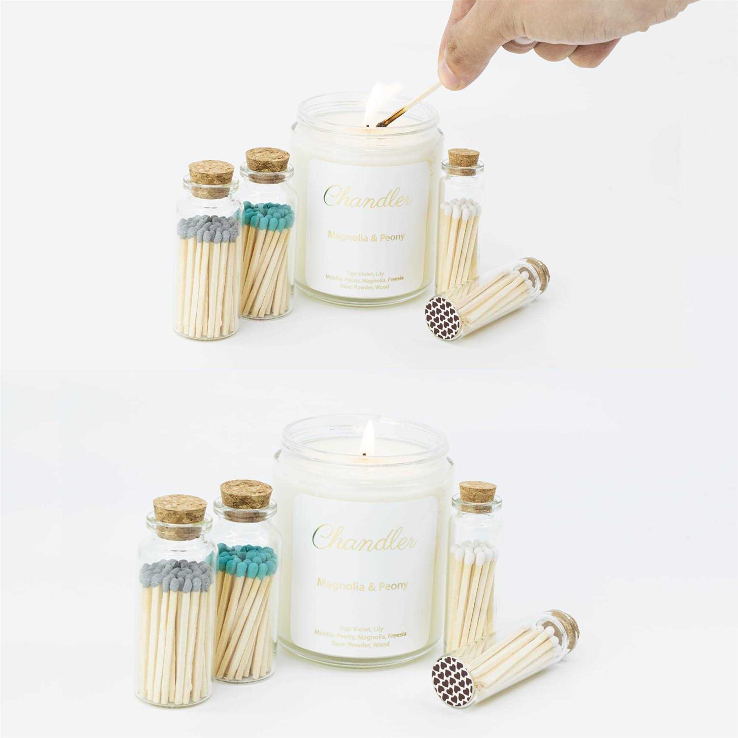 Chandler Studio Safety Matches in Jar Strike on Bottle Glass Jar 2 inch Matchsticks - Image 4