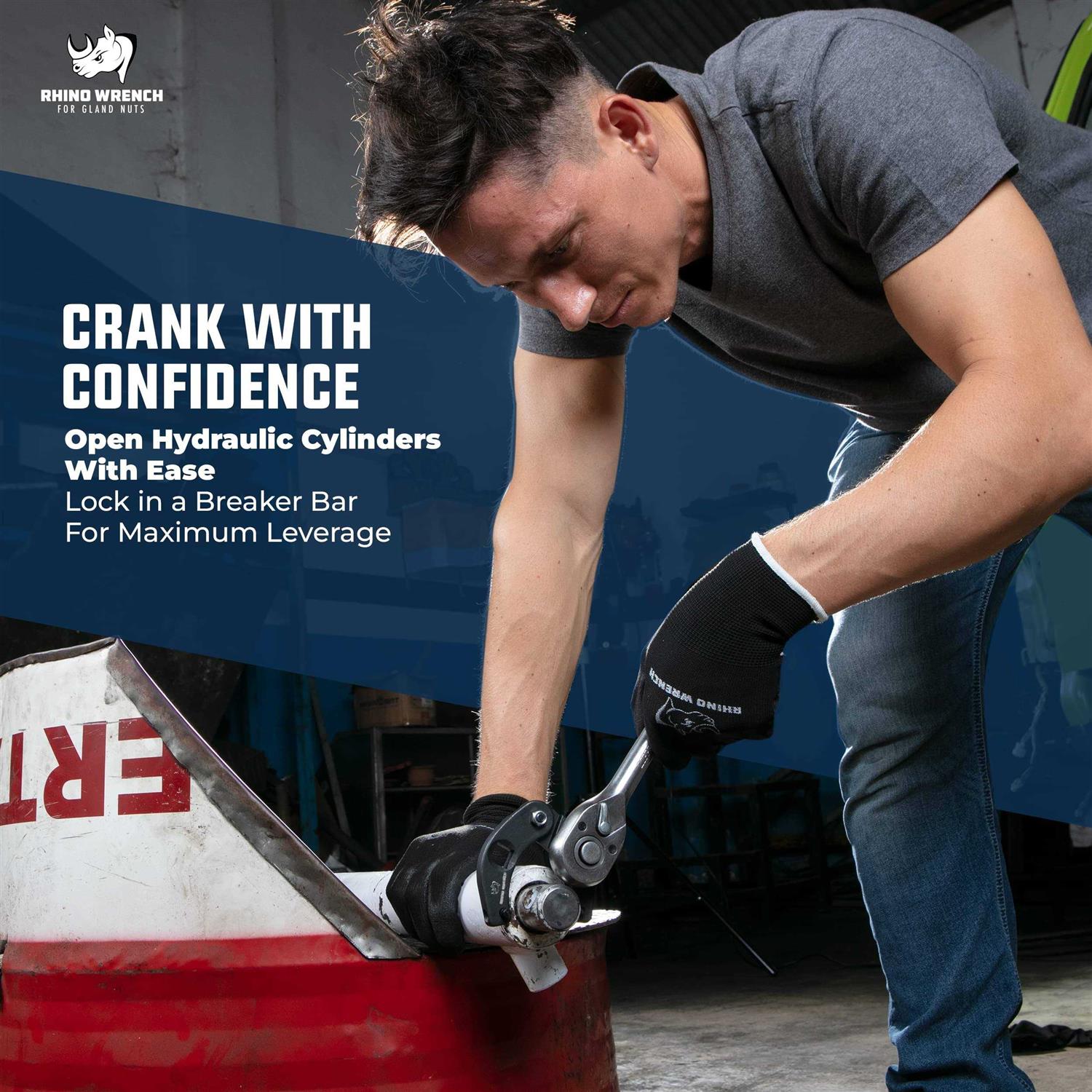 Rhino Gland Nut Wrench Set of 2 Hydraulic Cylinder Spanner Wrench Adjustable - Image 4