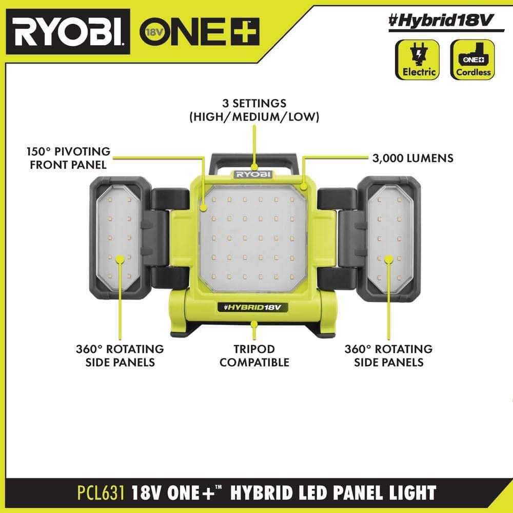 Ryobi ONE+ 18V Cordless Hybrid LED Panel Light - Image 4